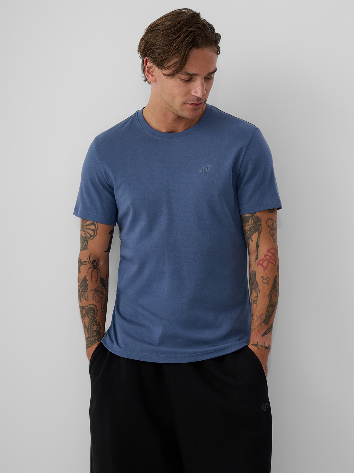 4F Tricou slim simplu pentru bărbați - S