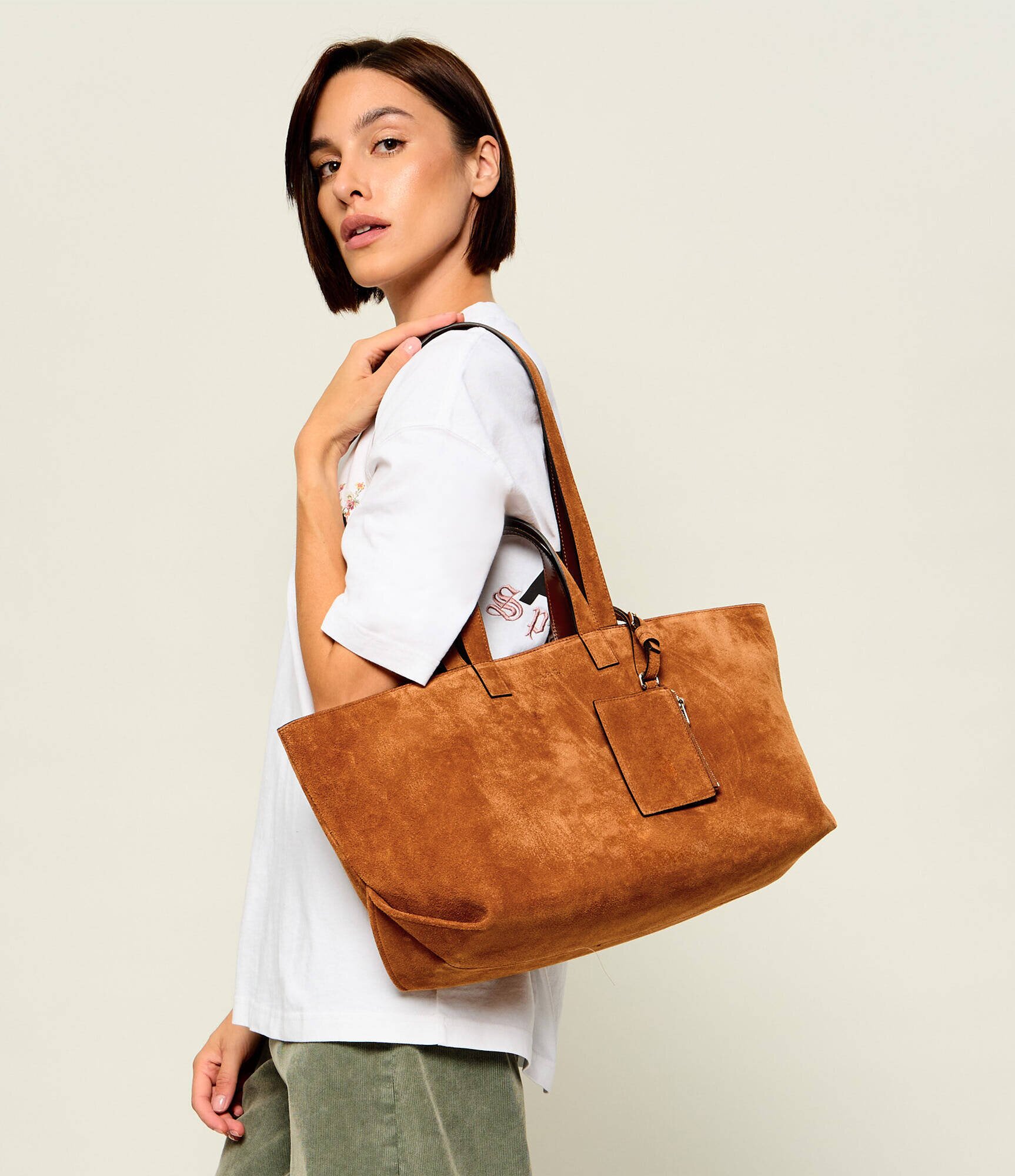 A.P.C. Geantă shopper + borsetă Le Drummer | piele întoarsă