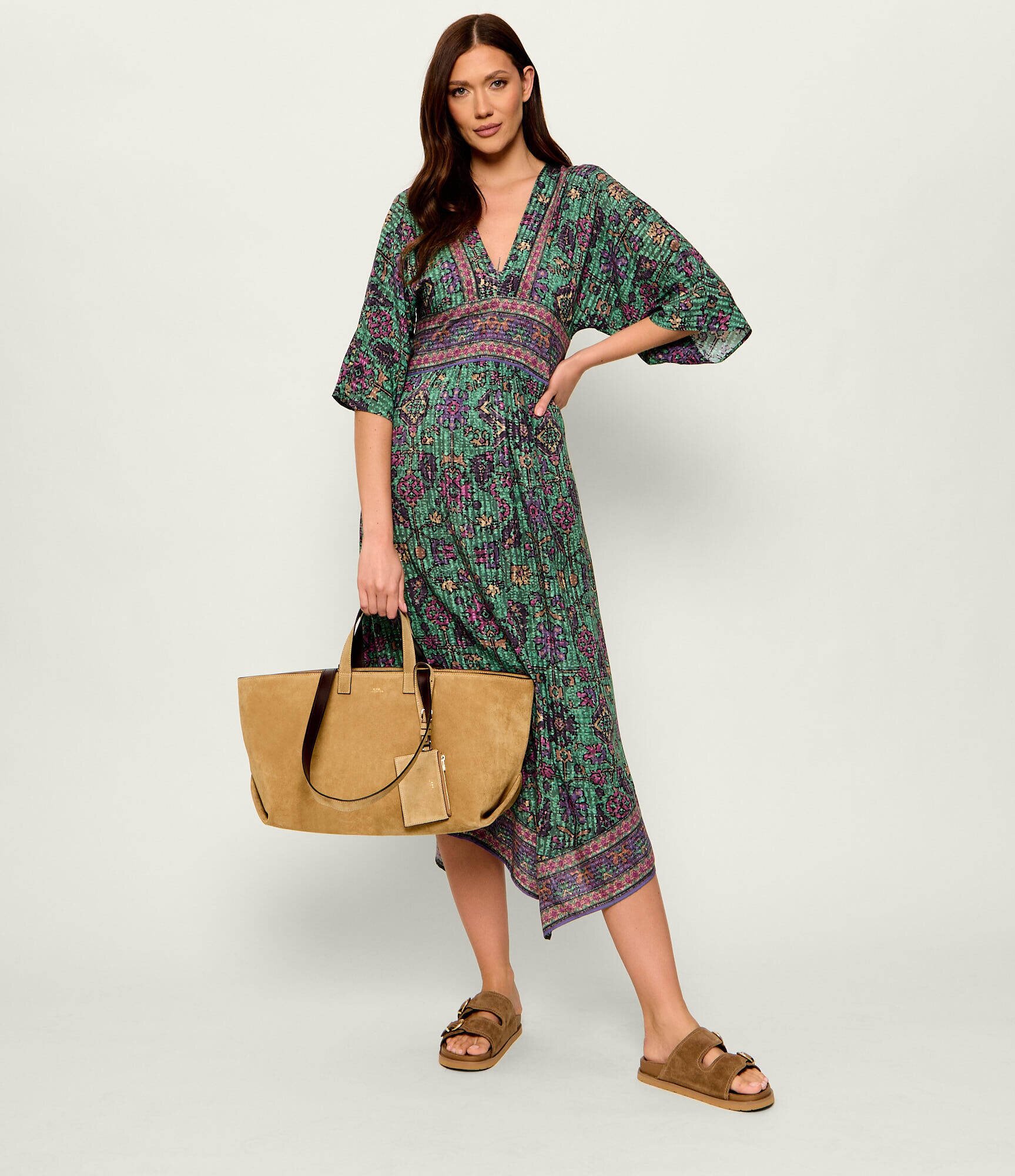 A.P.C. Geantă shopper + borsetă Le drummer | piele întoarsă
