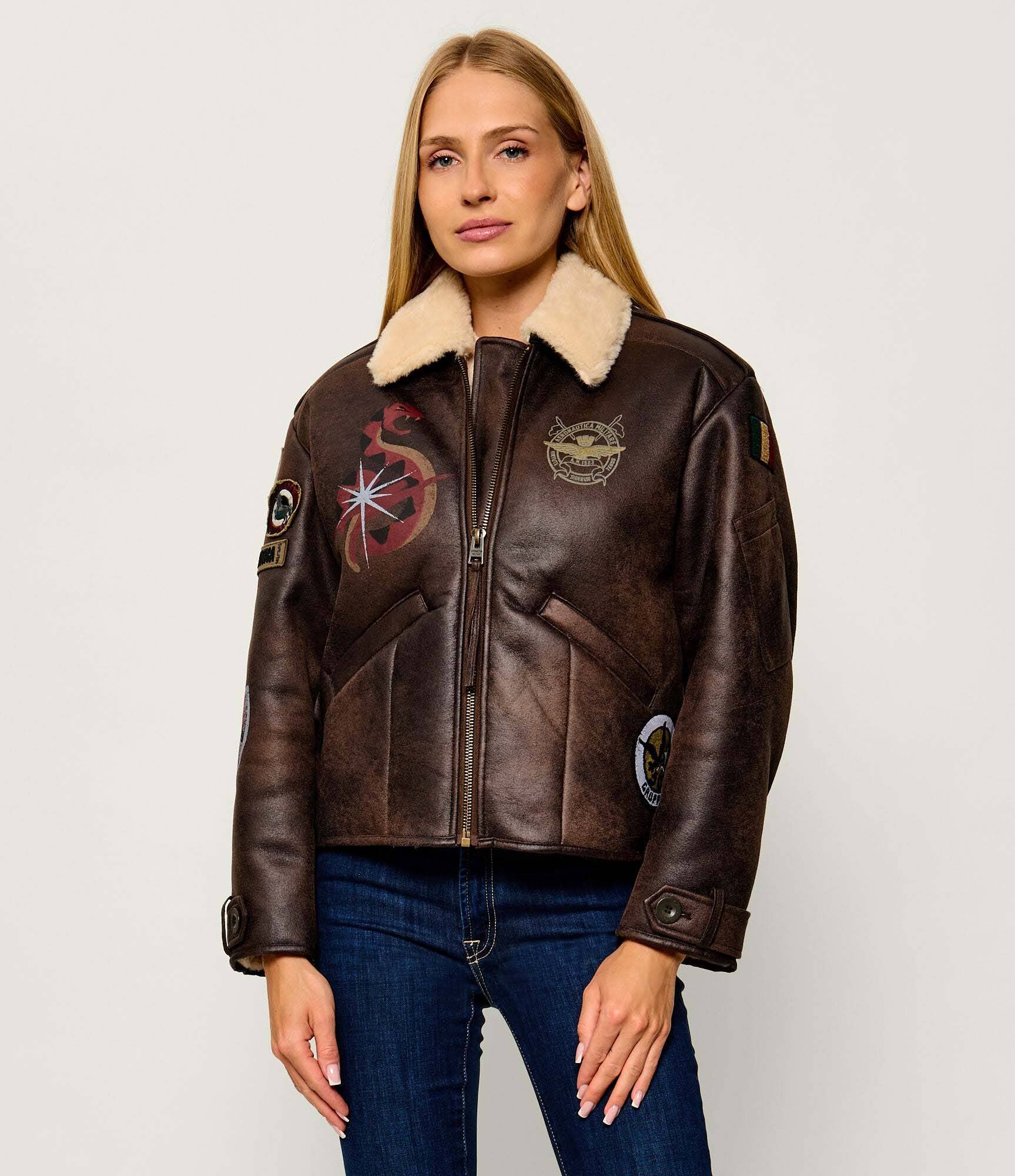 Aeronautica Militare Căptușită geacă | regular fit | shearling
