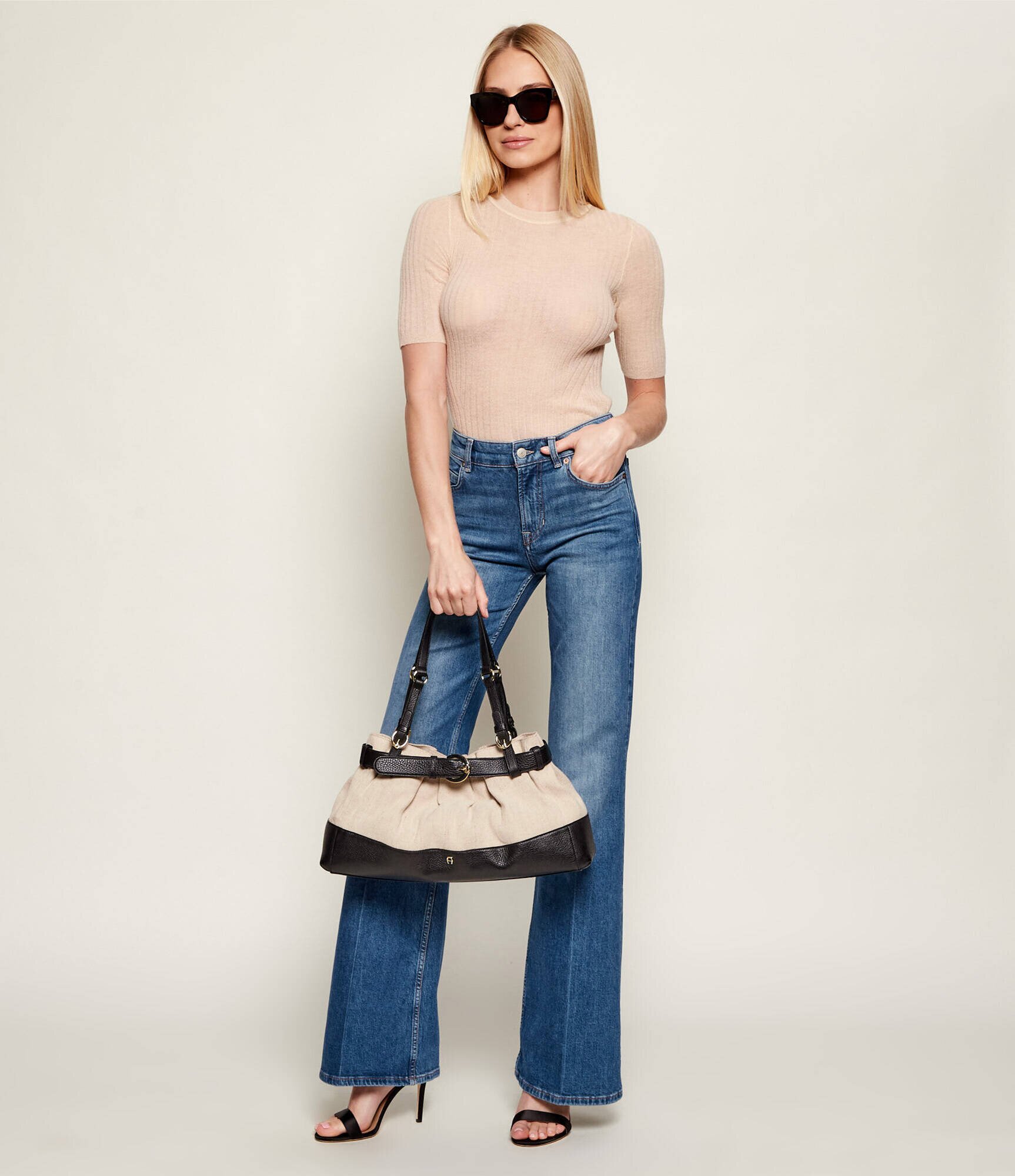 Aigner Geantă tip sac Lavinia cu adaos de piele