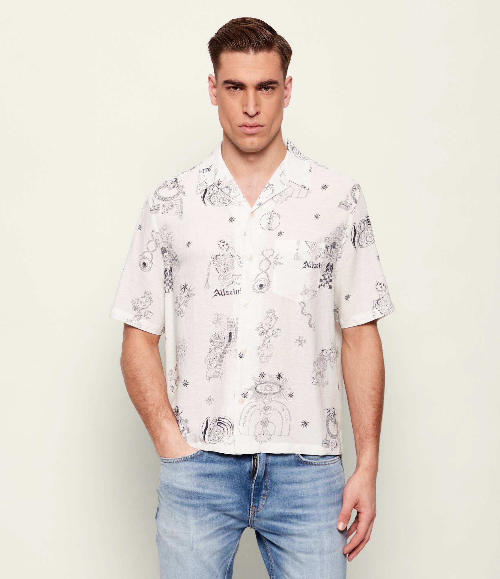 AllSaints Cămașă TERRA | Relaxed fit | cu adaos de in