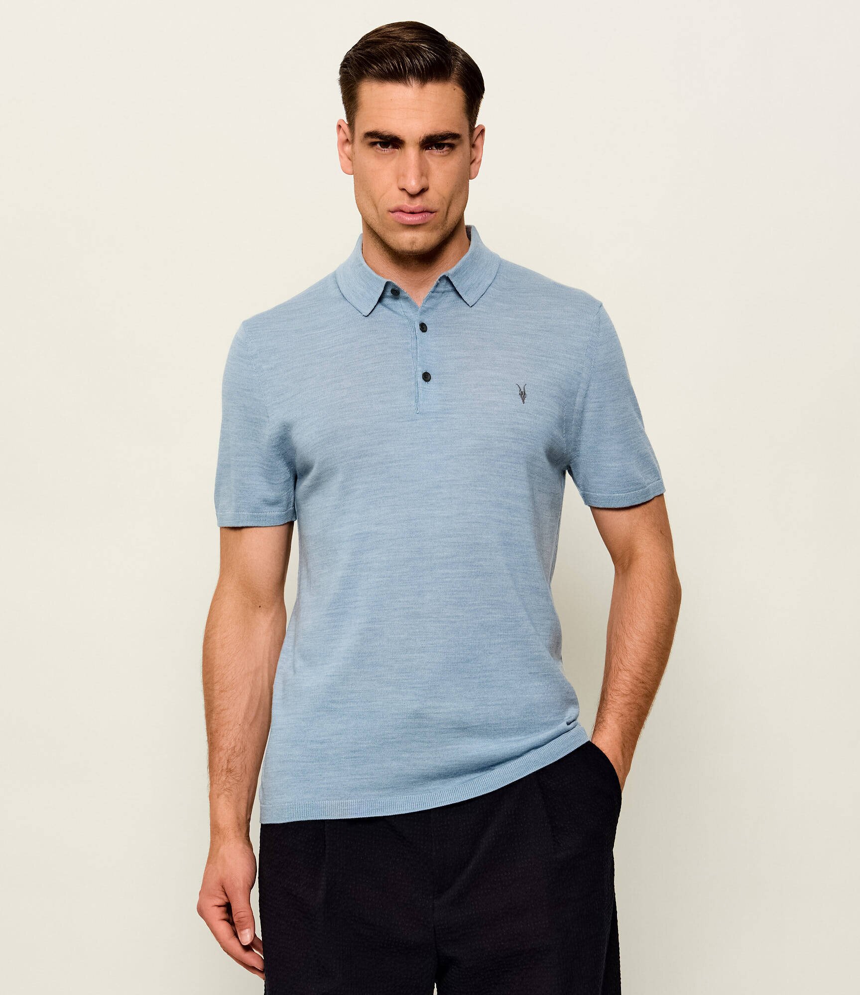 AllSaints De lână polo Ramskull | Slim Fit