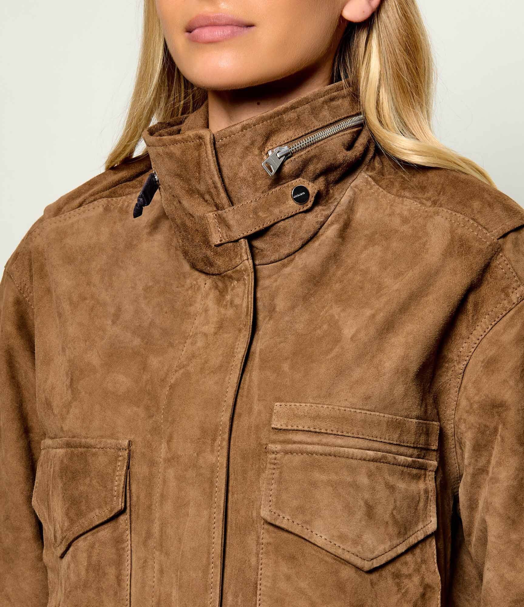 AllSaints Geacă Clay | Relaxed fit | piele întoarsă