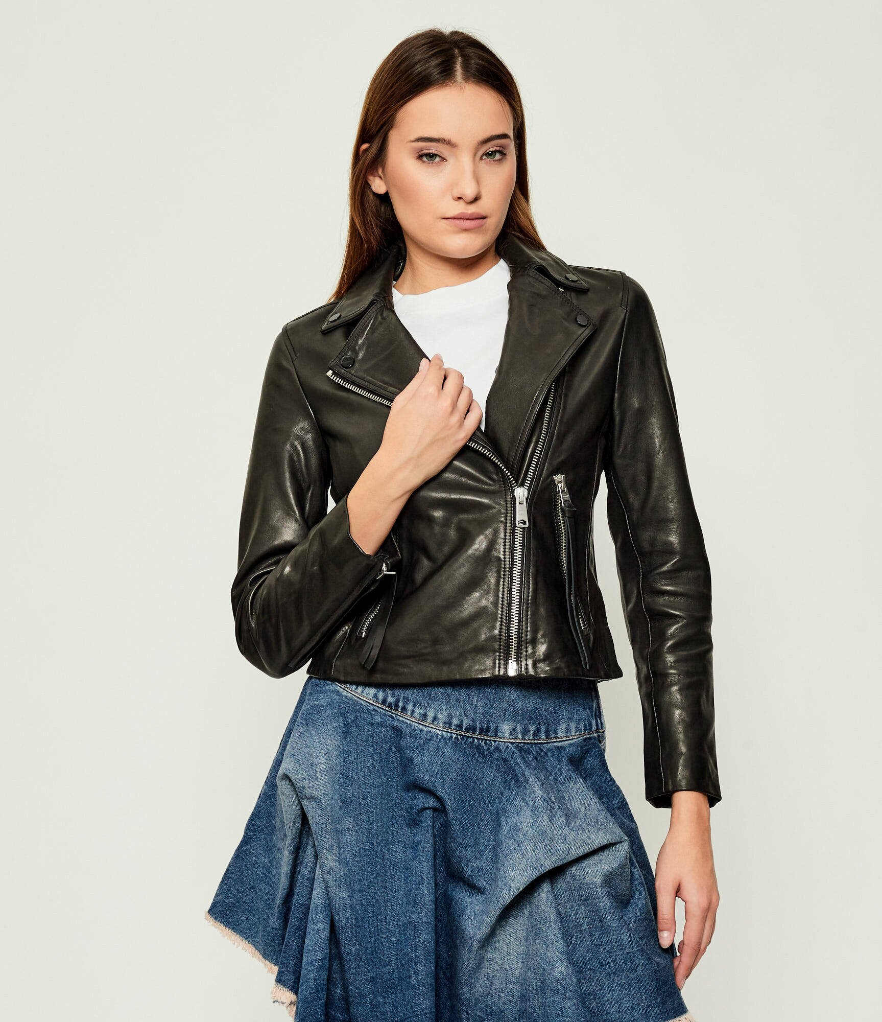AllSaints Geacă de piele DALBY | Slim Fit
