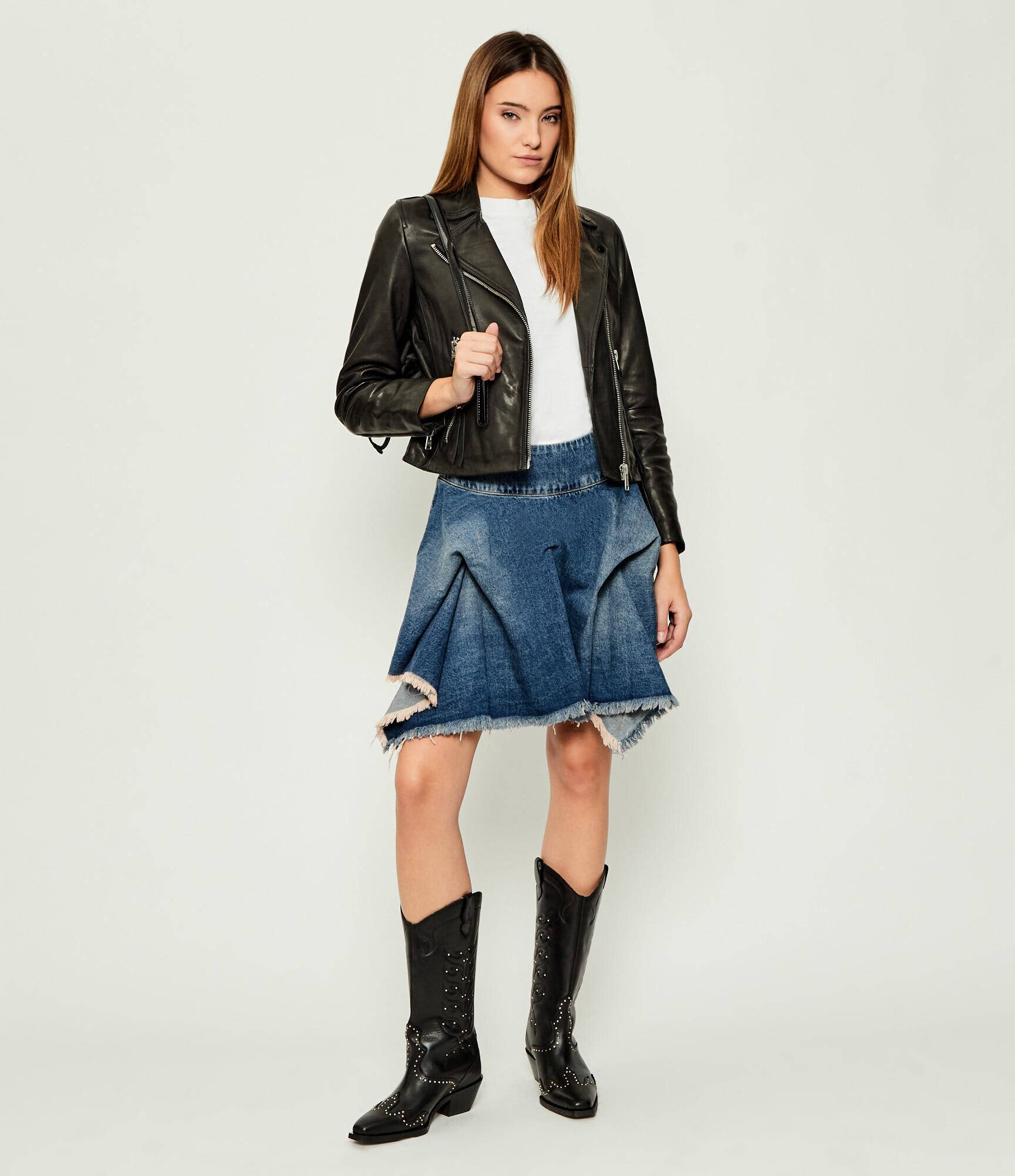 AllSaints Geacă de piele DALBY | Slim Fit
