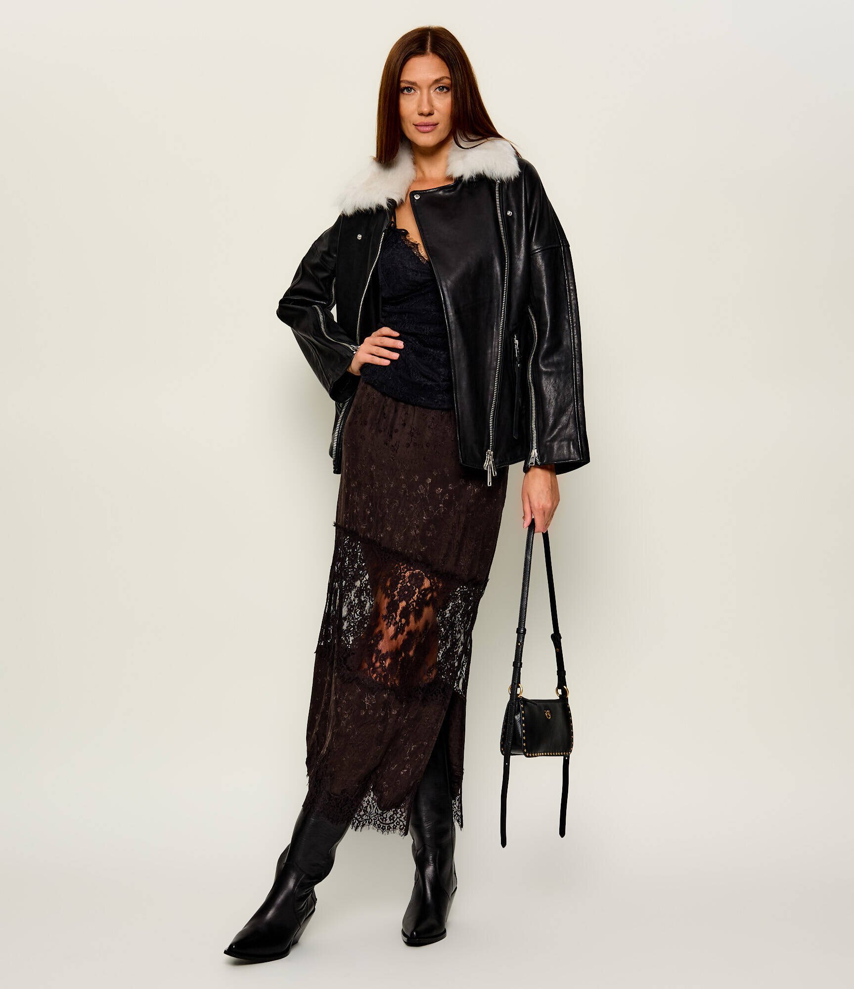 AllSaints Geacă de piele VENDRA | shearling