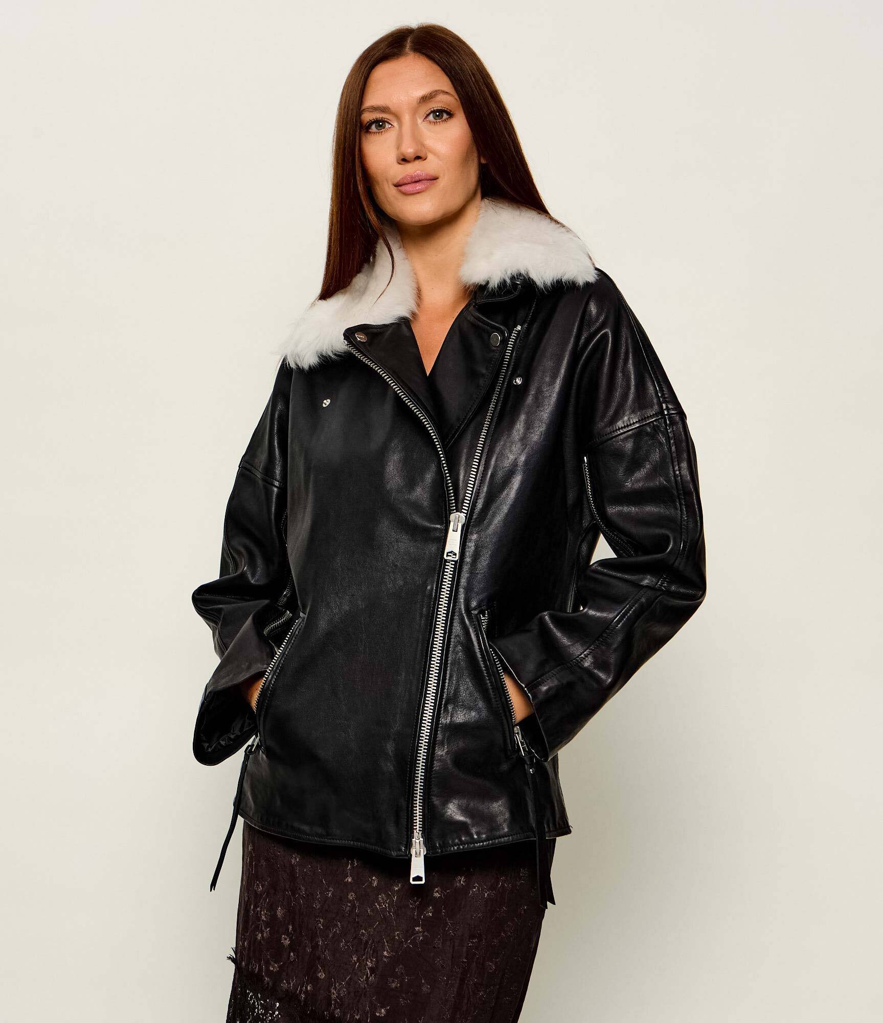 AllSaints Geacă de piele VENDRA | shearling