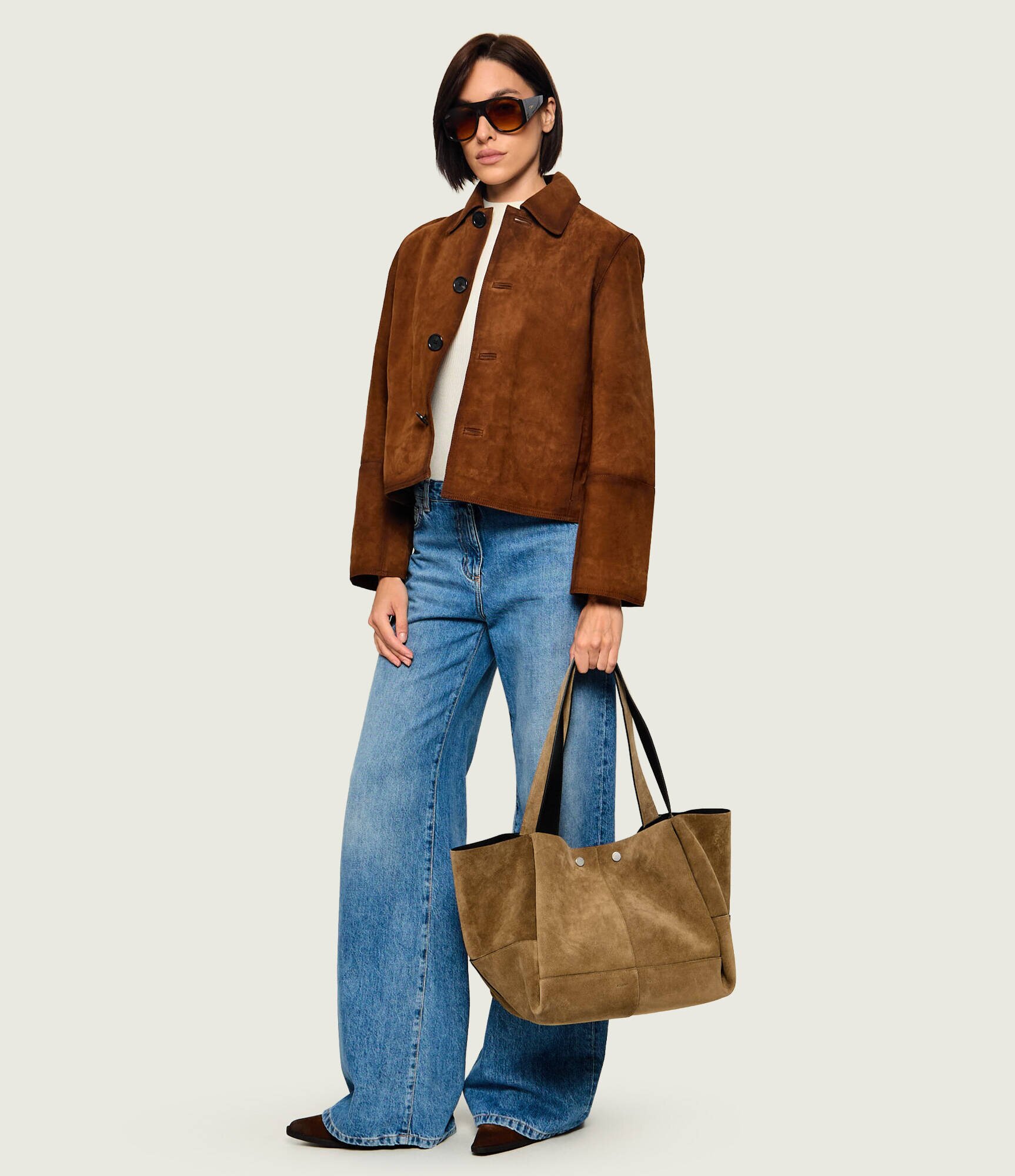 AllSaints Geantă shopper Rosalie | piele întoarsă
