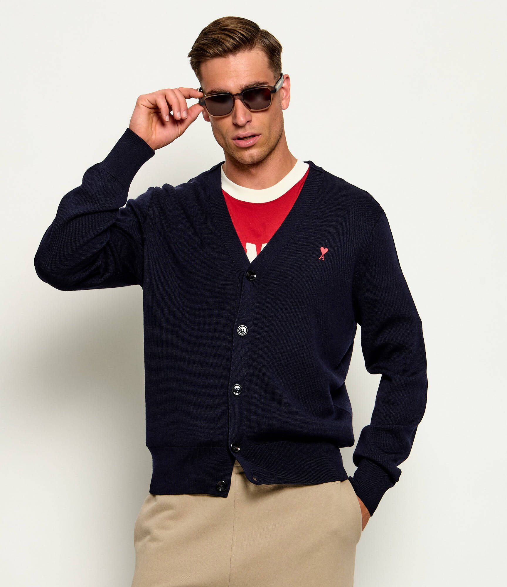 AMI Paris De lână cardigan | Slim Fit