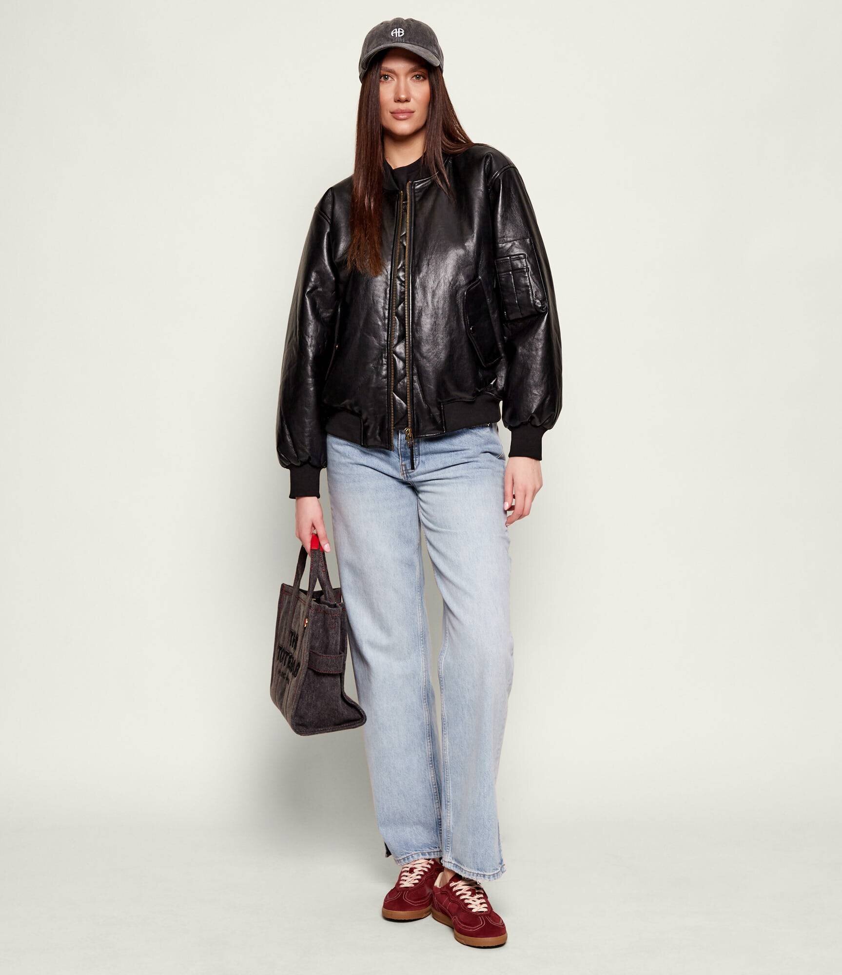 Anine Bing Geacă bomber LEON | Oversize fit cu adaos de piele