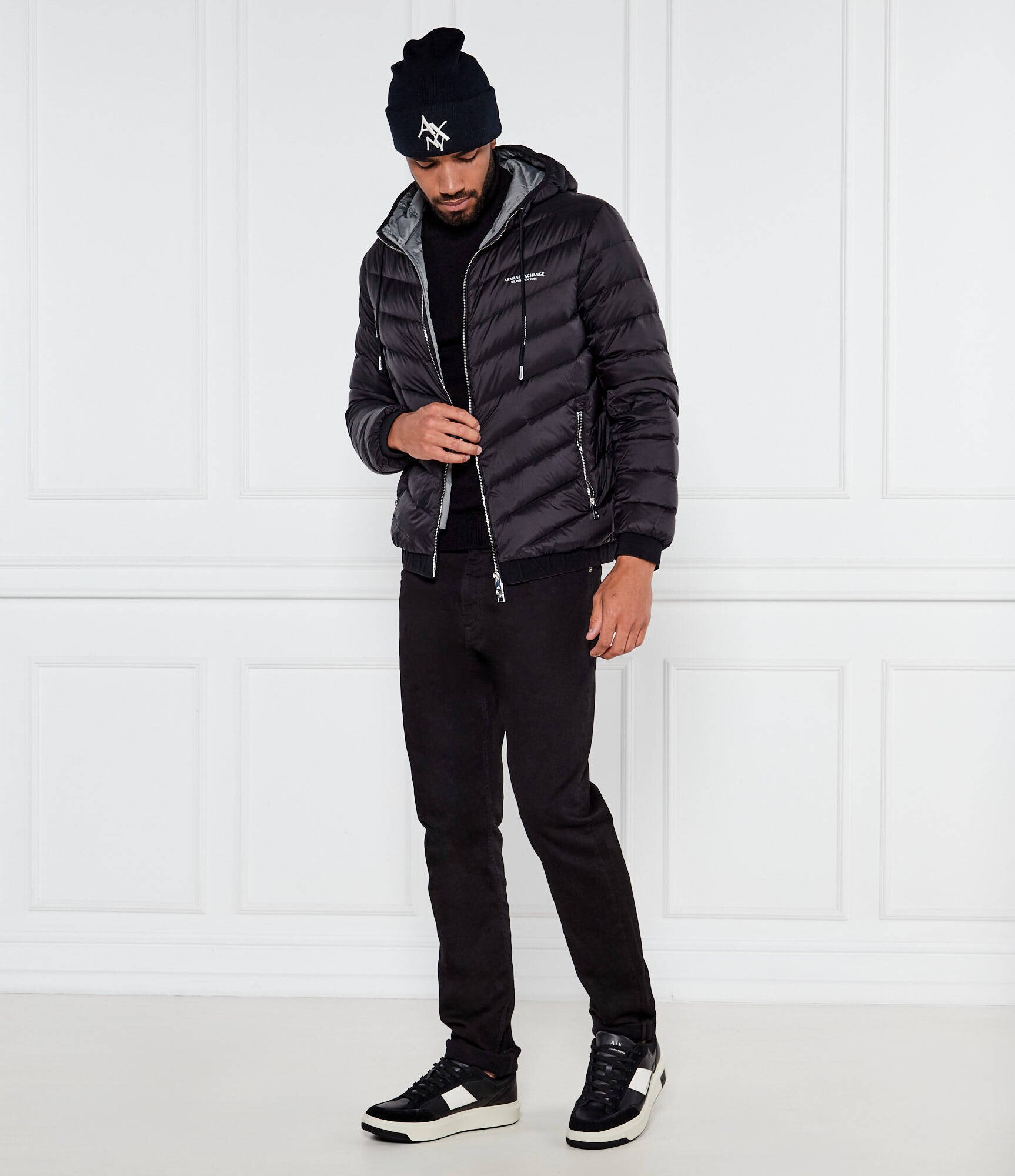 Armani Exchange Sneakers cu adaos de piele