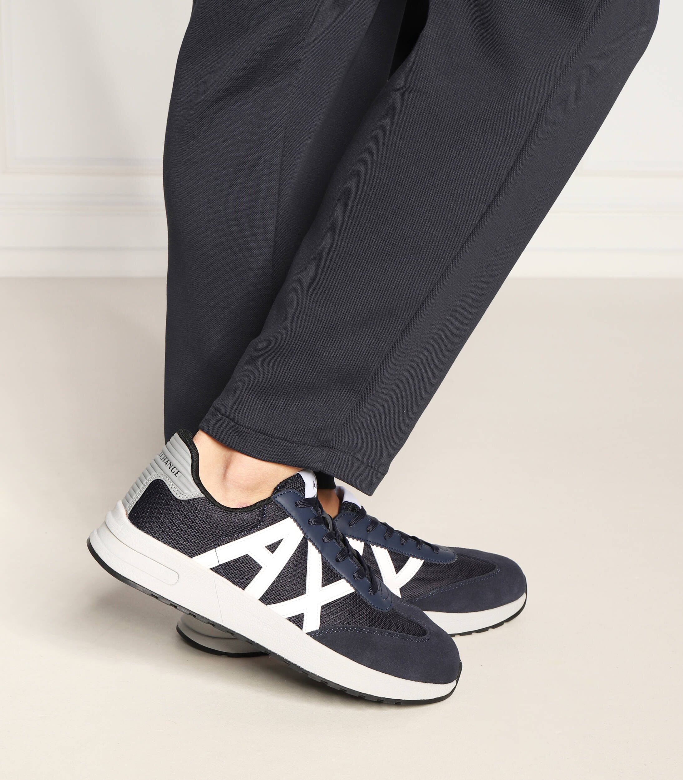 Armani Exchange Sneakers cu adaos de piele