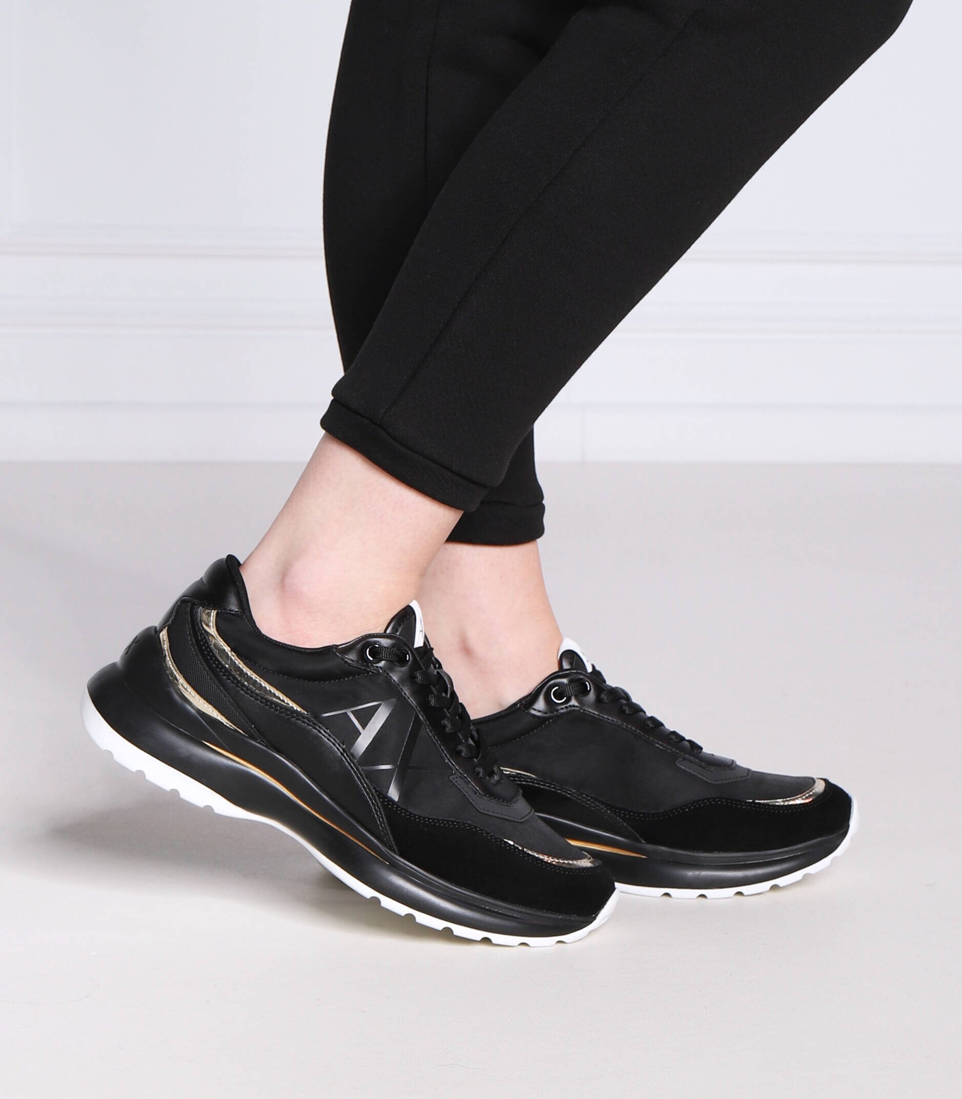 Armani Exchange Sneakers cu adaos de piele