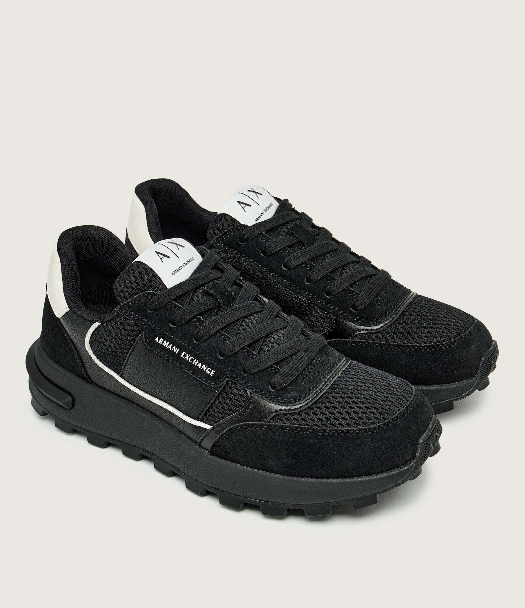 Armani Exchange Sneakers cu adaos de piele