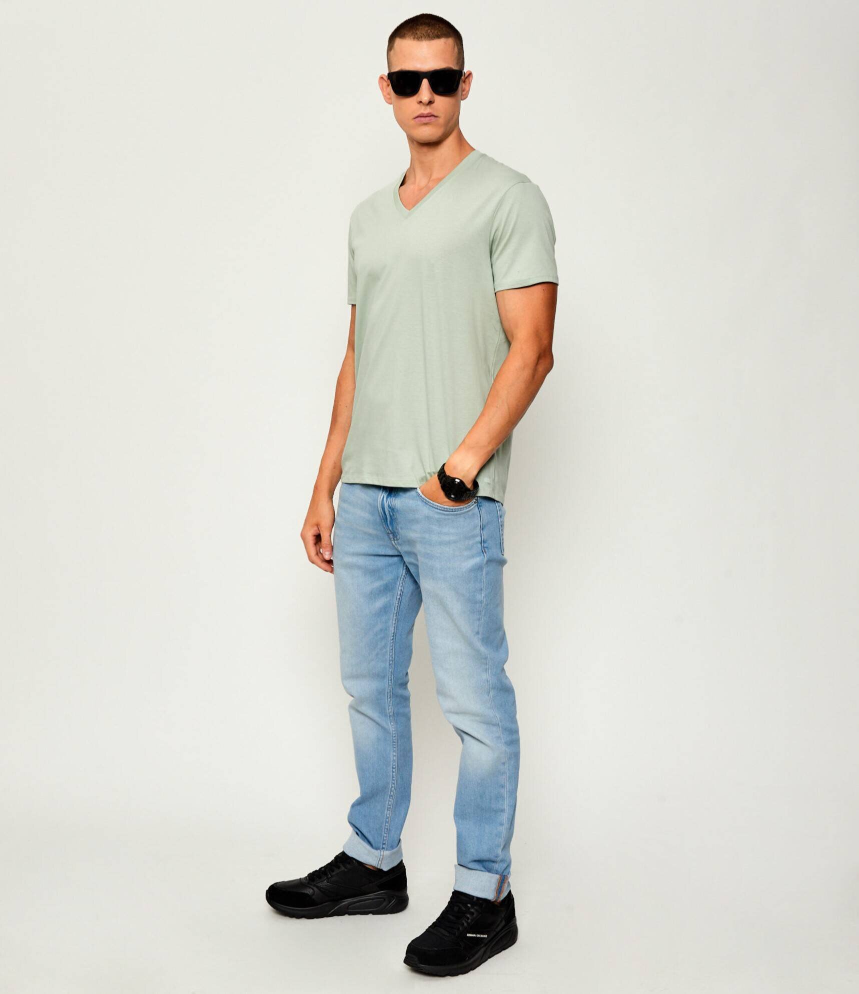 Armani Exchange Sneakers cu adaos de piele