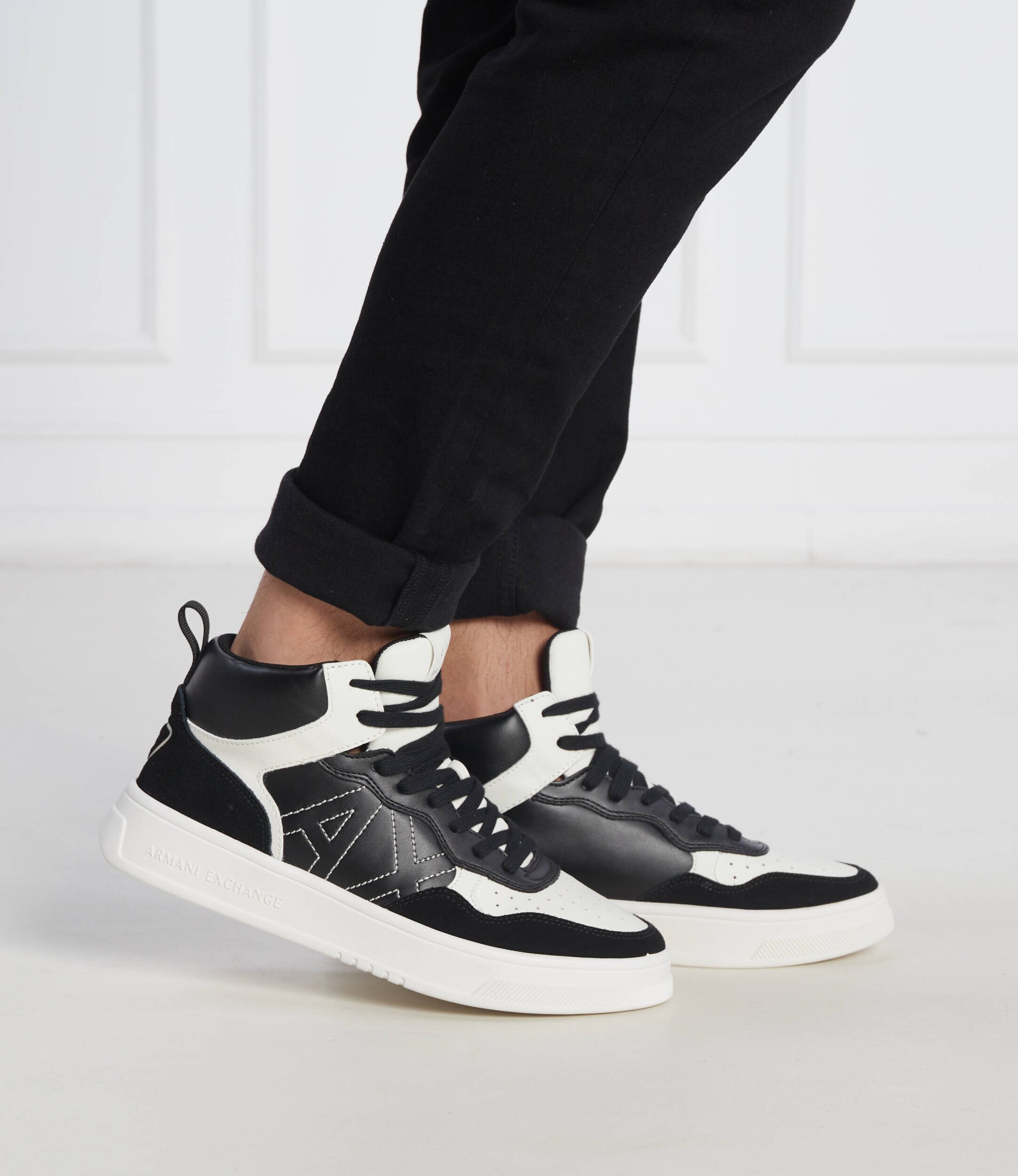 Armani Exchange Sneakers ENGLISH cu adaos de piele