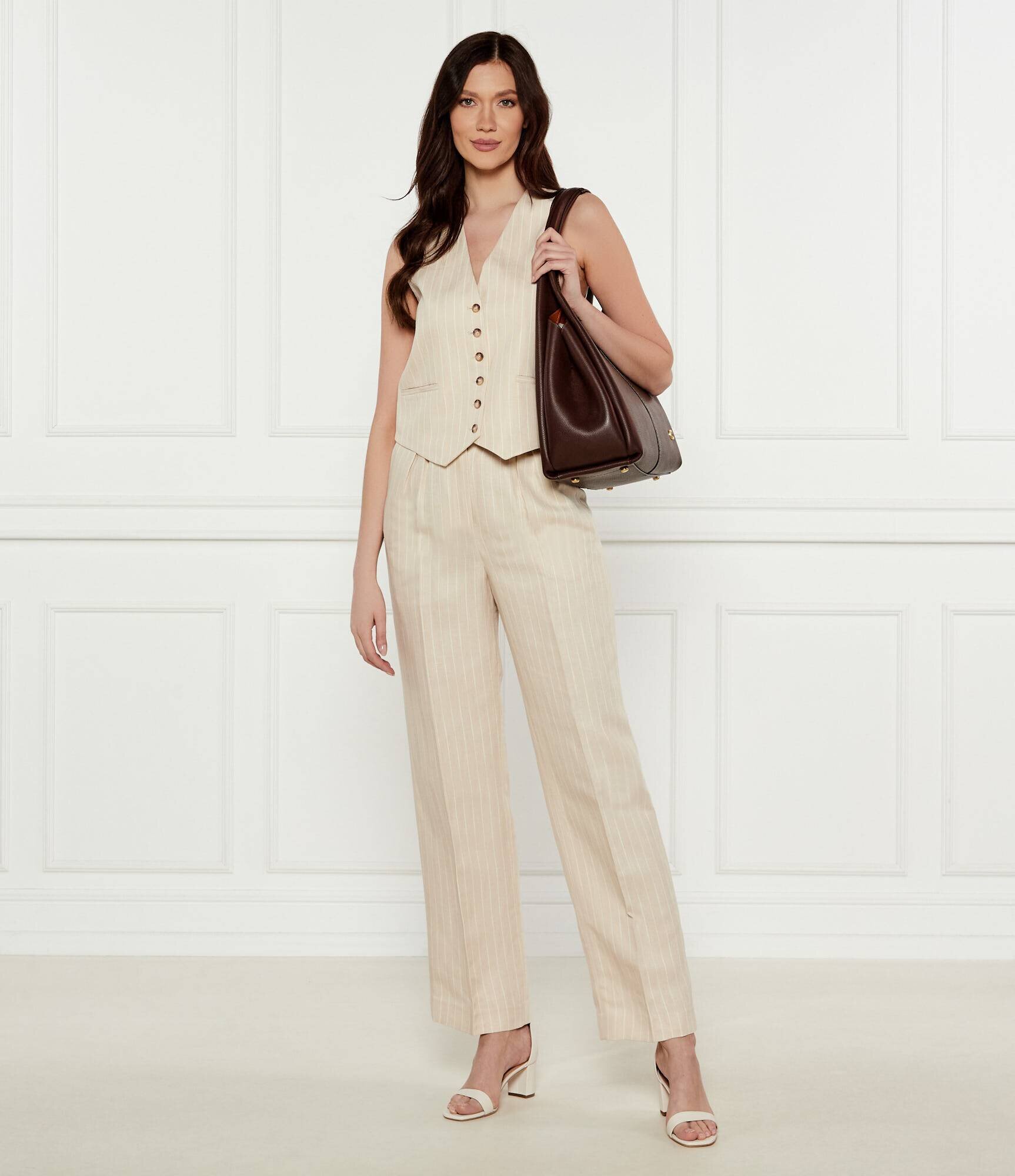 Ba&sh Pantaloni PEANUT | Relaxed fit | cu adaos de in