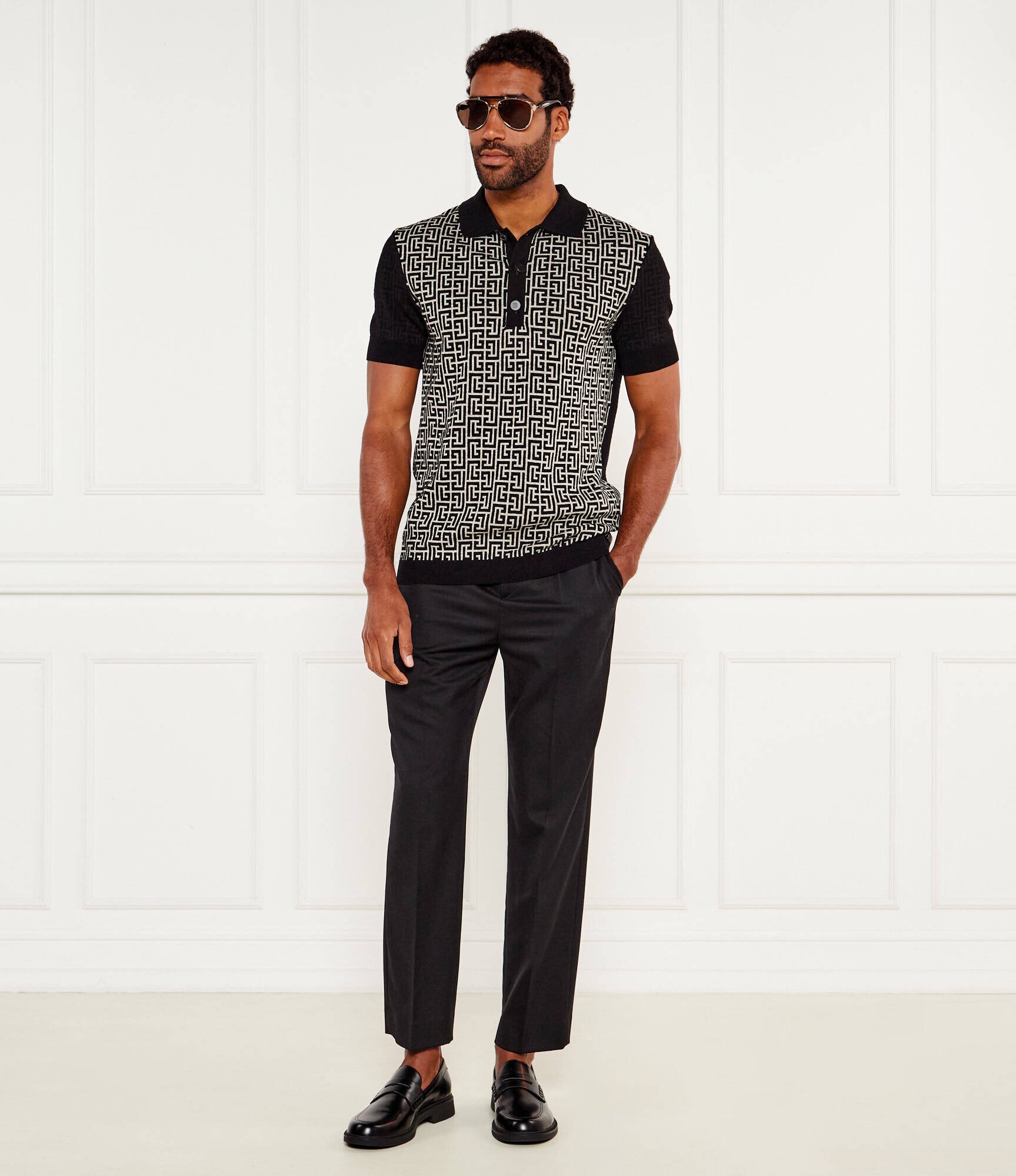 Balmain De lână polo | Slim Fit | cu adaos de in