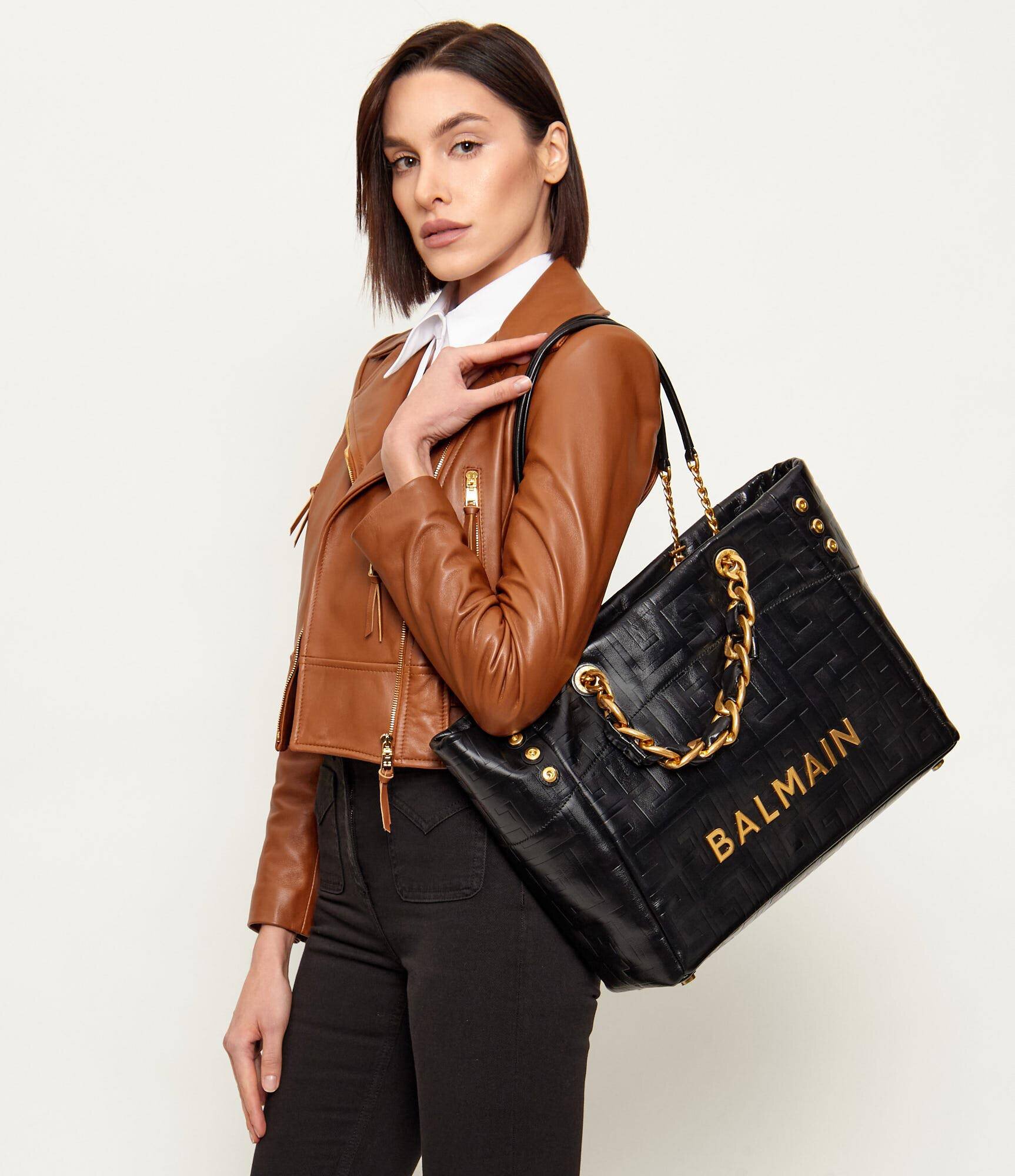 Balmain De piele geantă shopper 1945 SOFT