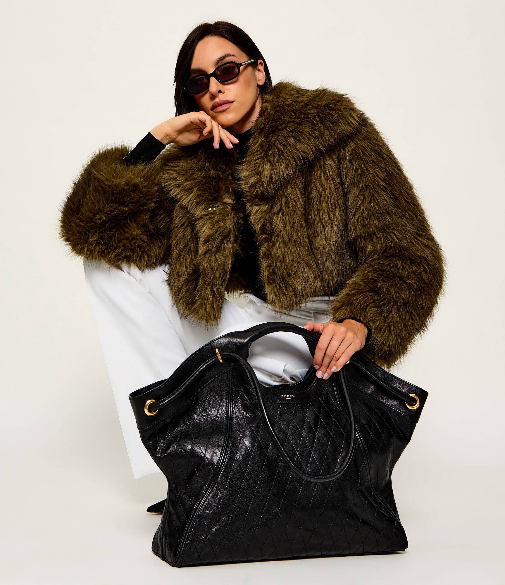 Balmain De piele geantă shopper + borsetă