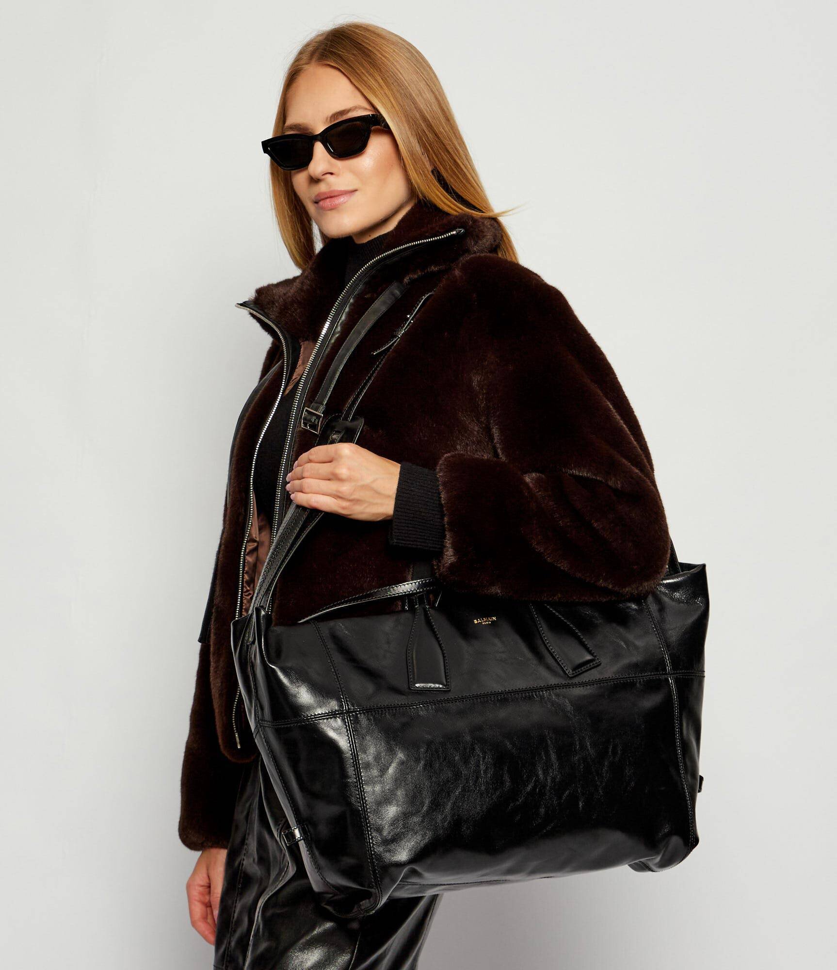 Balmain De piele geantă shopper TRACK ZIP