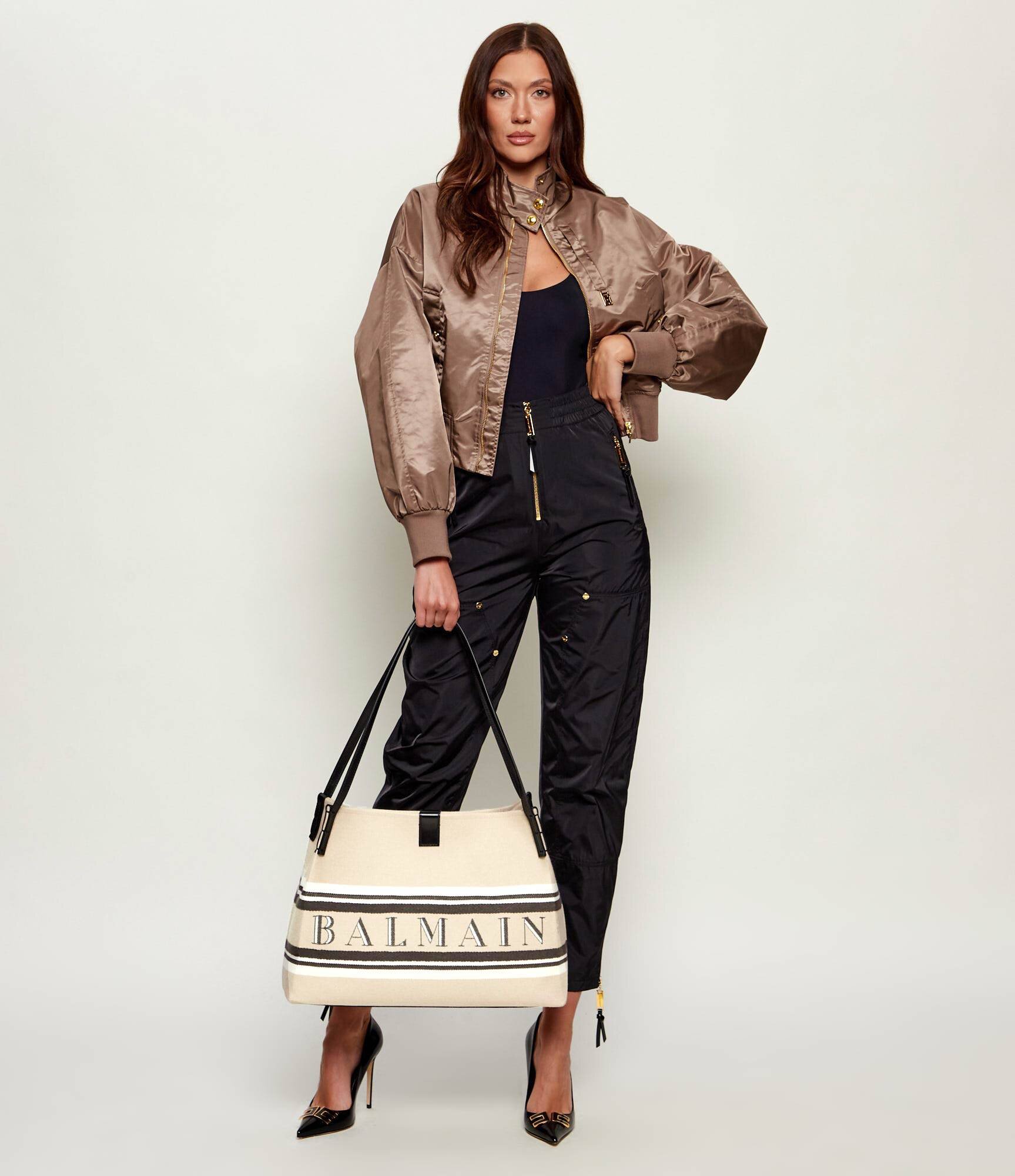 Balmain Geantă shopper Release cu adaos de piele
