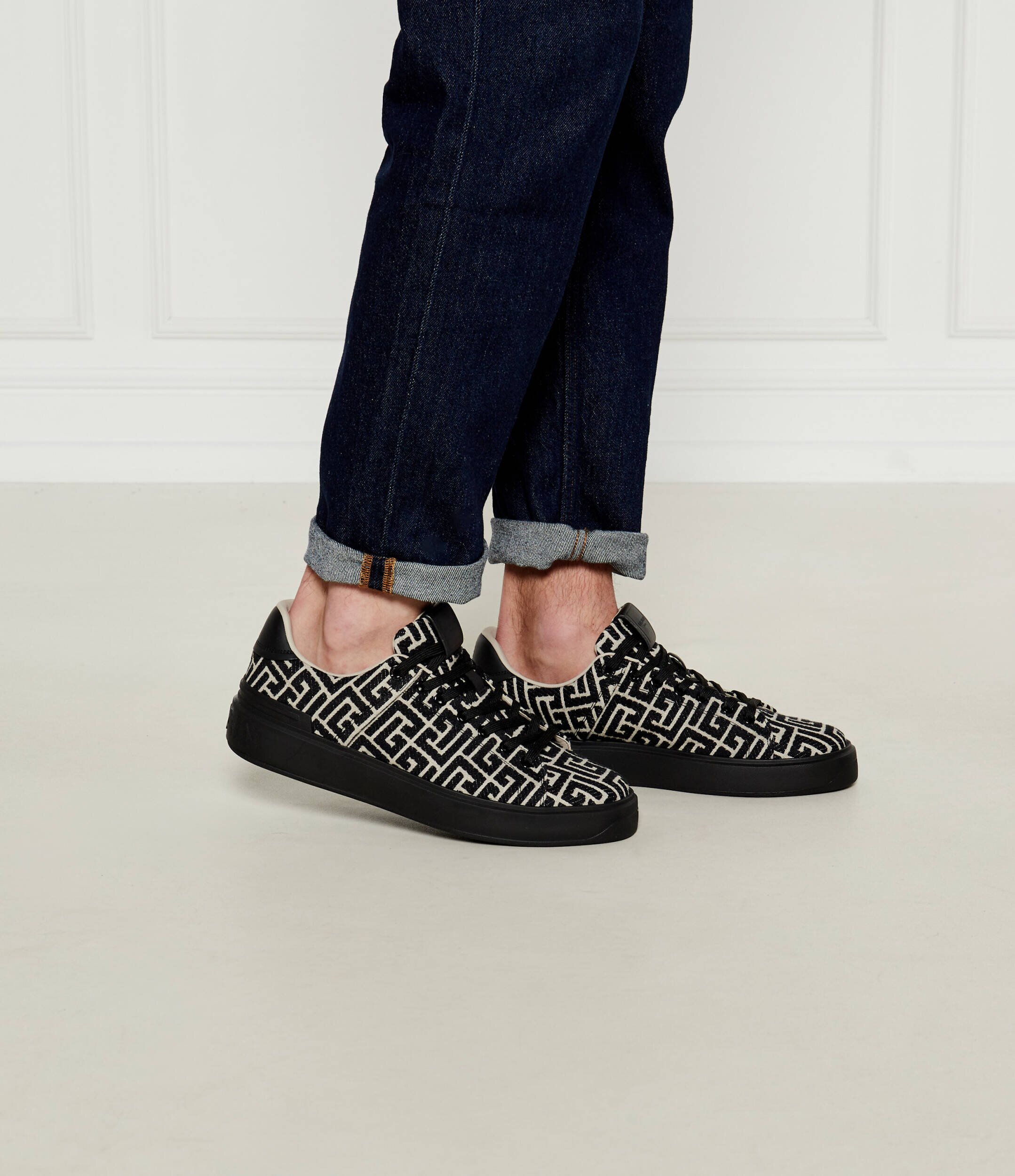 Balmain Sneakers cu adaos de piele