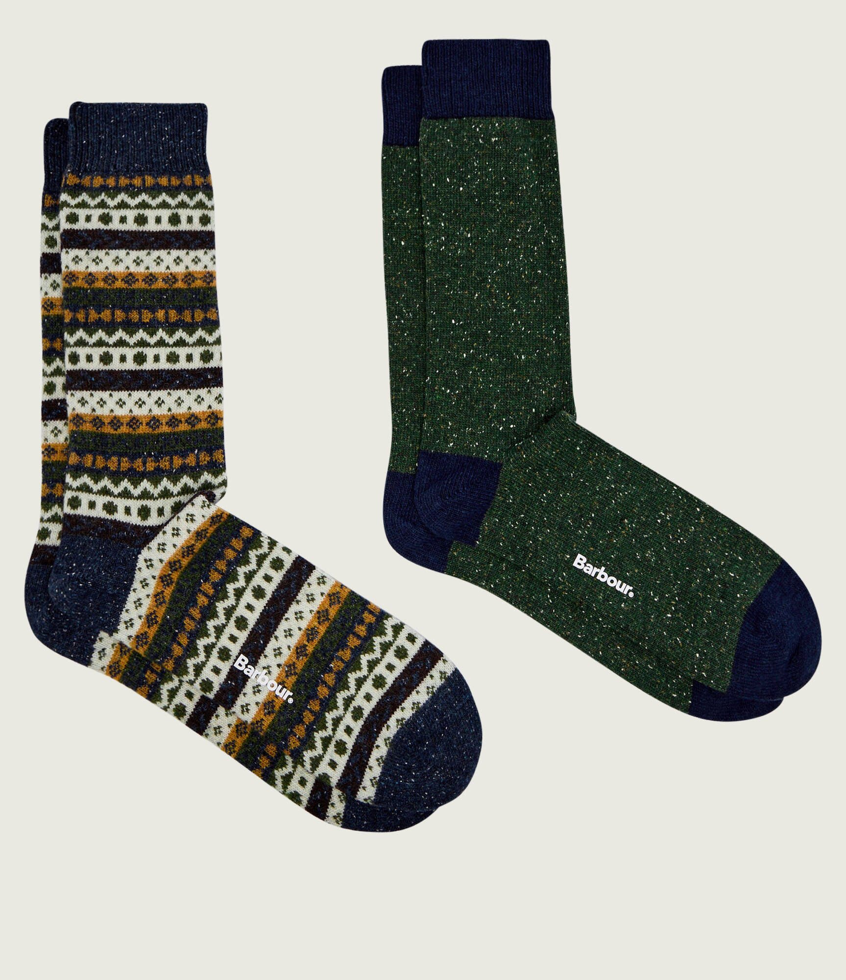 Barbour De lână șosete 2-pack Fair Isle cu adaos de mătase