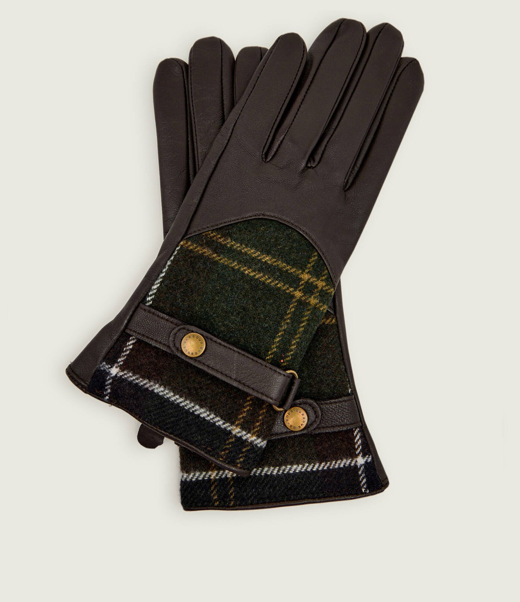 Barbour Mănuși de piele Dee Tartan cu adaos de lână