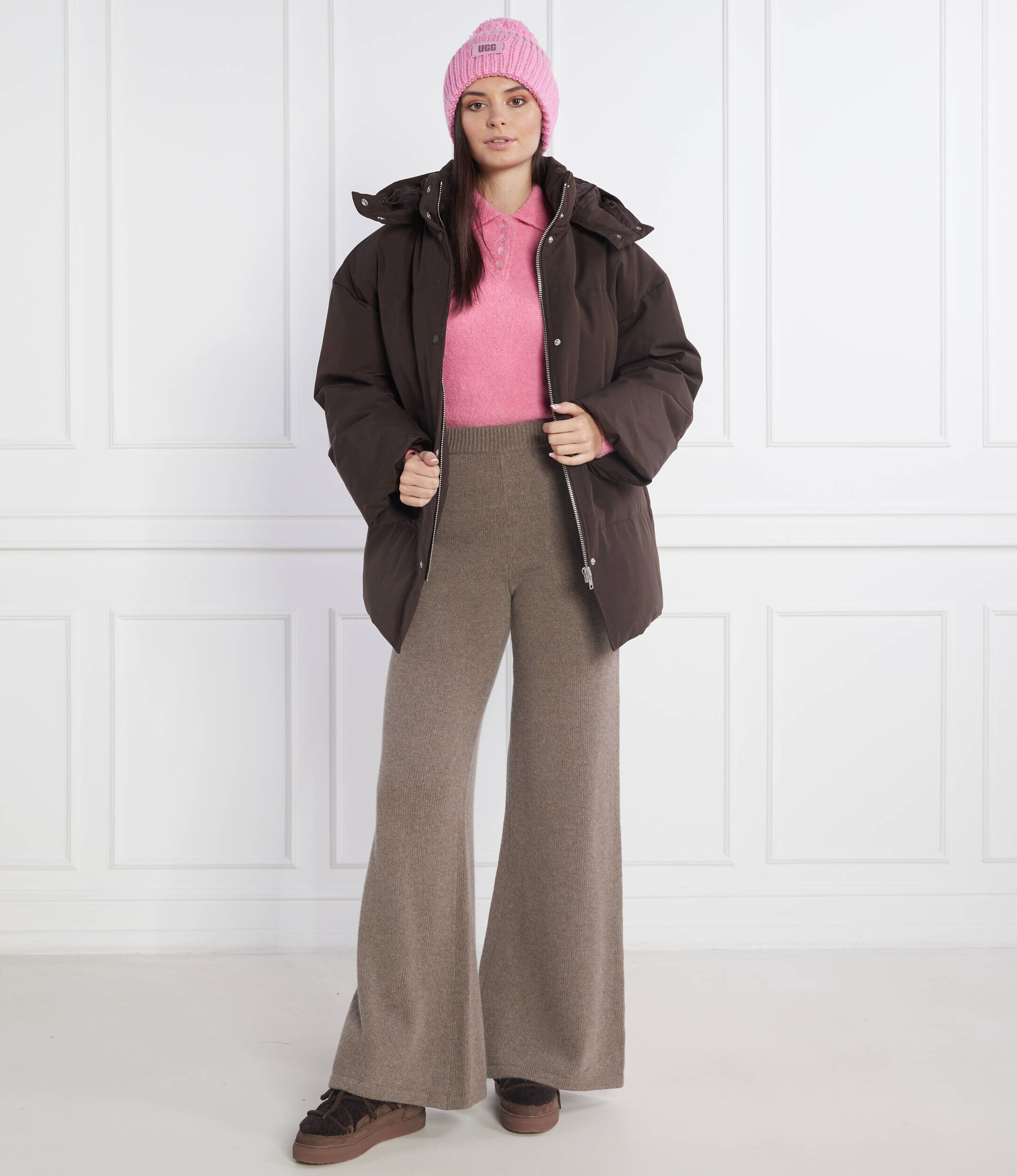 Beatrice B Pantaloni de tricot | flare fit cu adaos de lână și cașmir