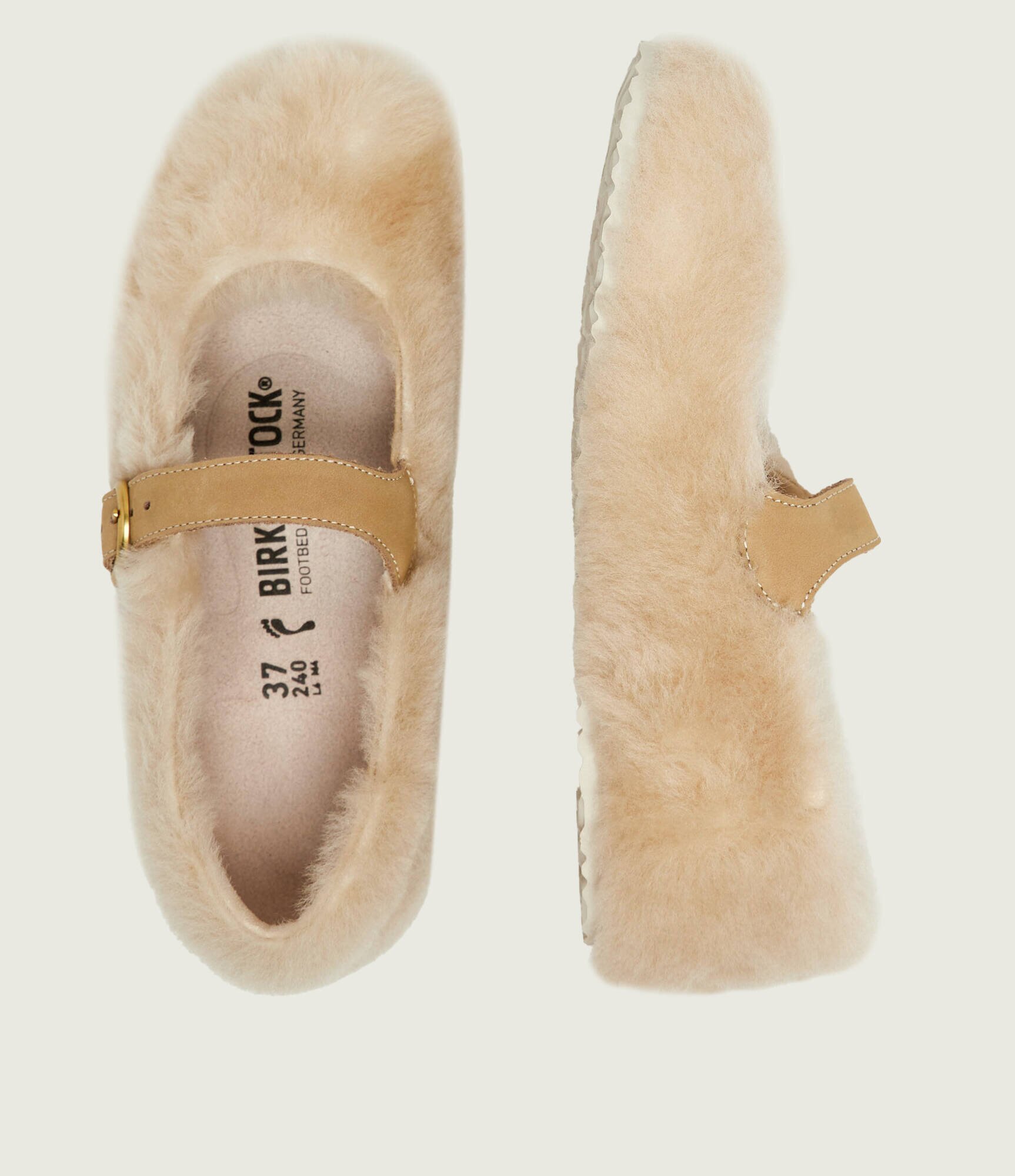 Birkenstock De lână balerini Santa Clarita Mary Jane cu adaos de piele | narrow fit