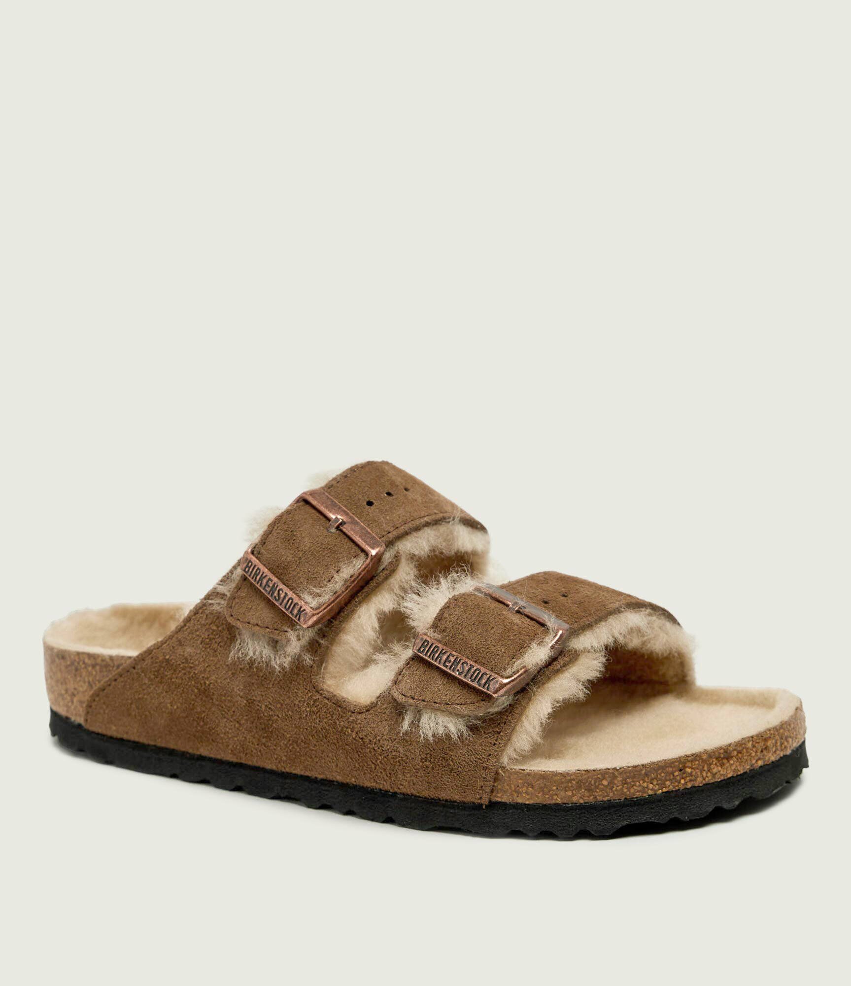 Birkenstock Șlapi Arizona | piele întoarsă (zamsz) | cu adaos de lână | narrow fit | shearling
