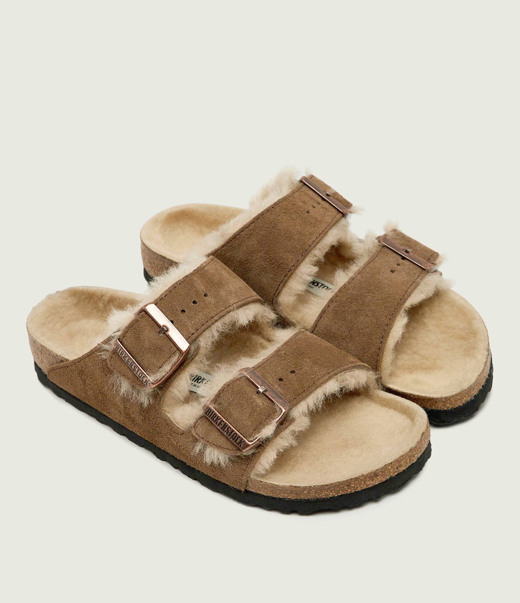 Birkenstock Șlapi Arizona | piele întoarsă (zamsz) | cu adaos de lână | narrow fit | shearling