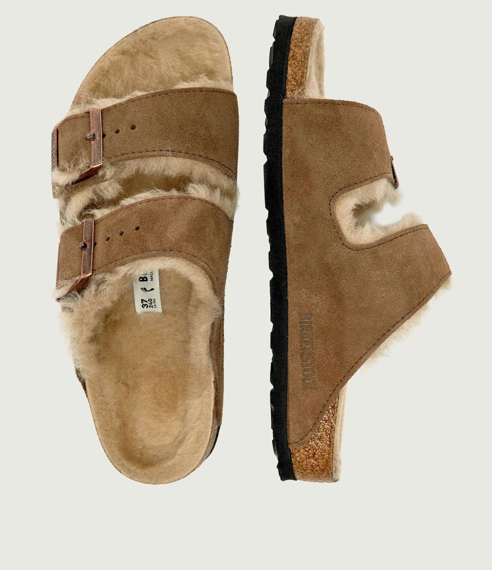 Birkenstock Șlapi Arizona | piele întoarsă (zamsz) | cu adaos de lână | narrow fit | shearling