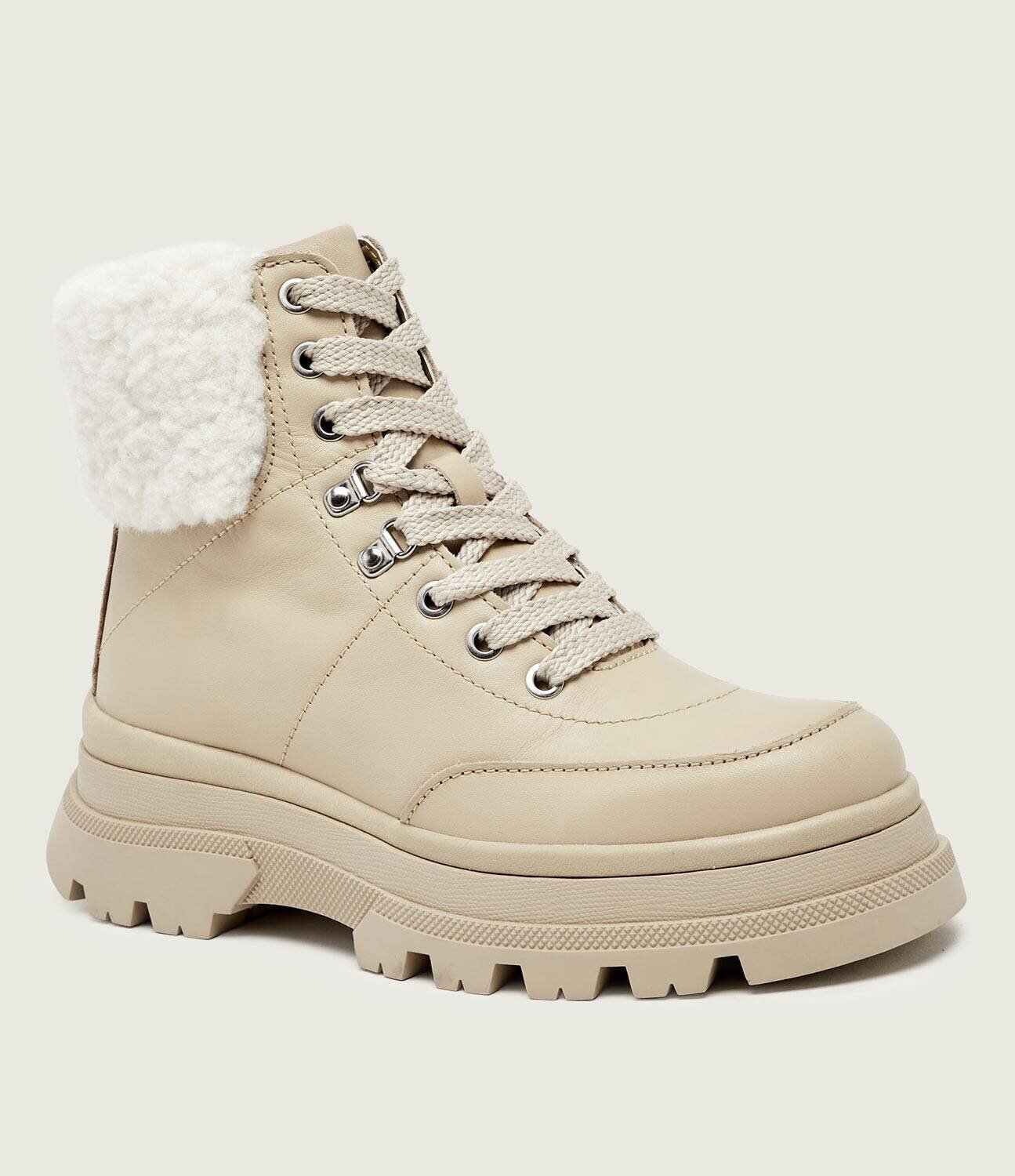 BOSS Black Botine cu platformă Foster | shearling | piele