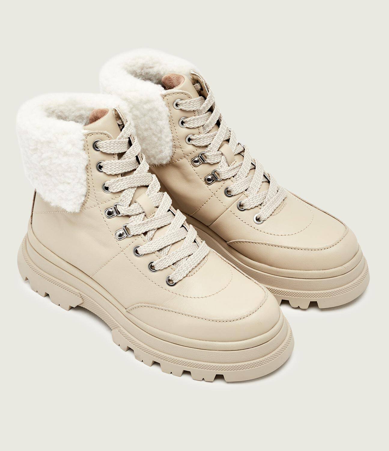BOSS Black Botine cu platformă Foster | shearling | piele