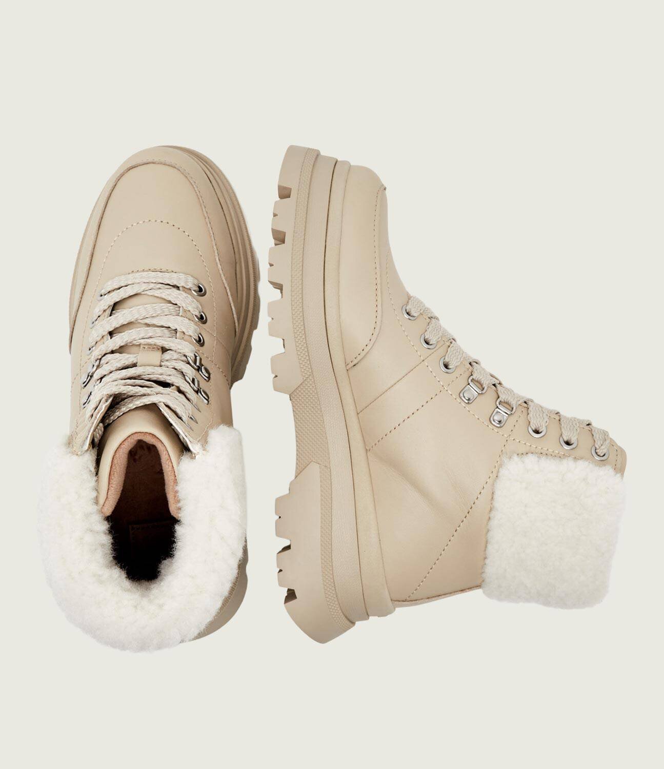BOSS Black Botine cu platformă Foster | shearling | piele