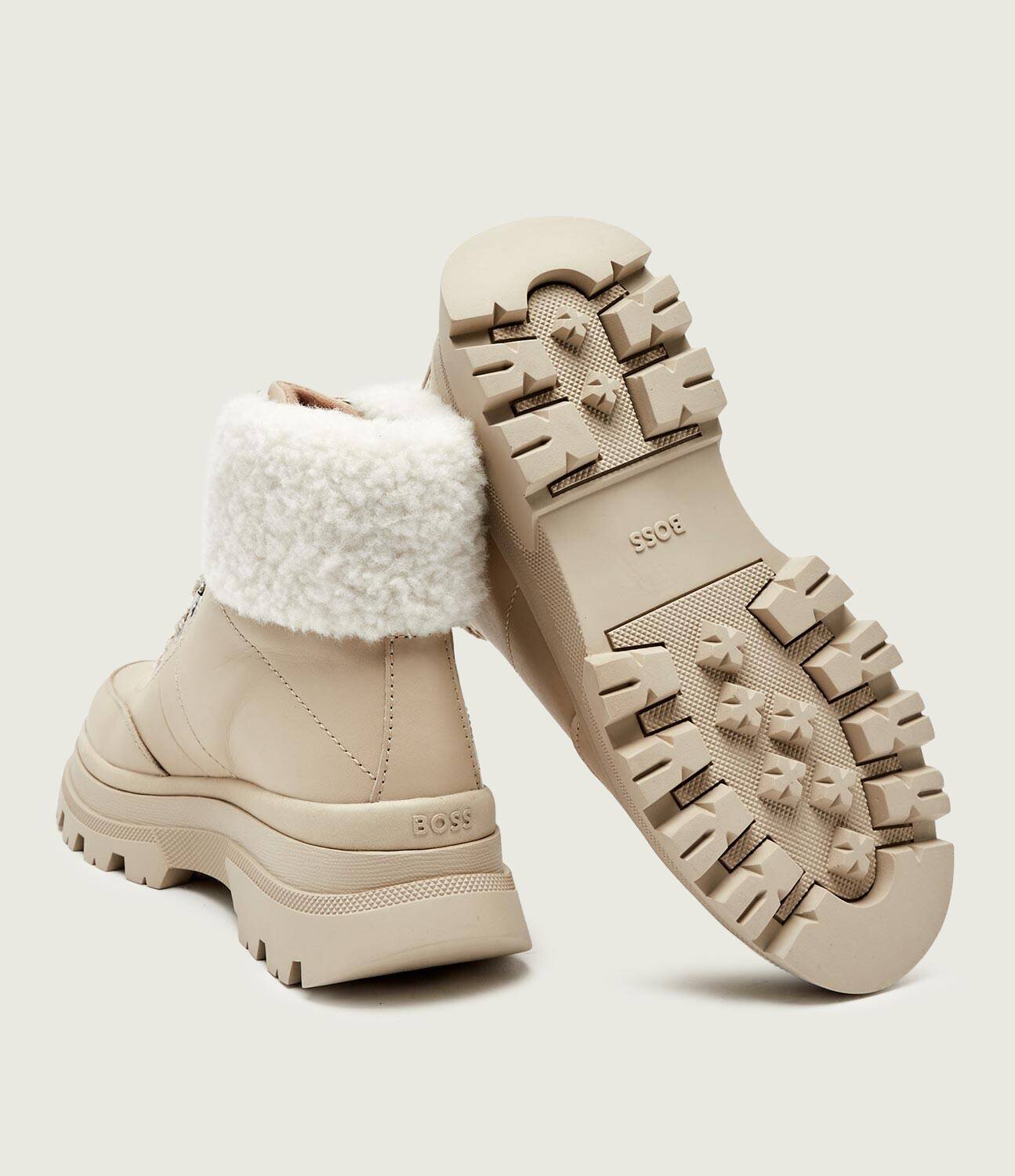 BOSS Black Botine cu platformă Foster | shearling | piele