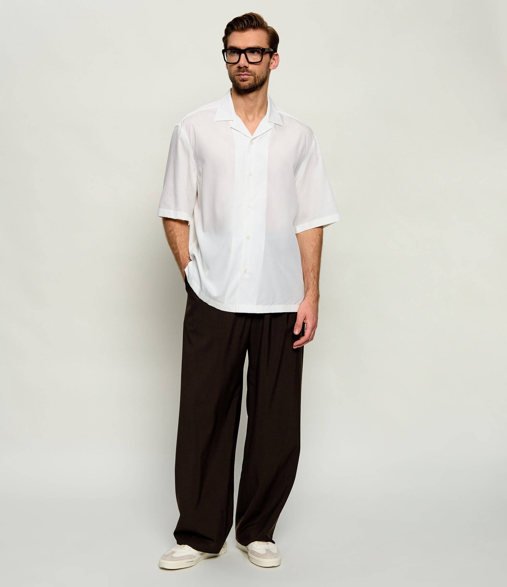 BOSS Black Cămașă H-CESAR-CAMP-SH_DB| BOSS X BECKHAM | Relaxed fit cu adaos de mătase