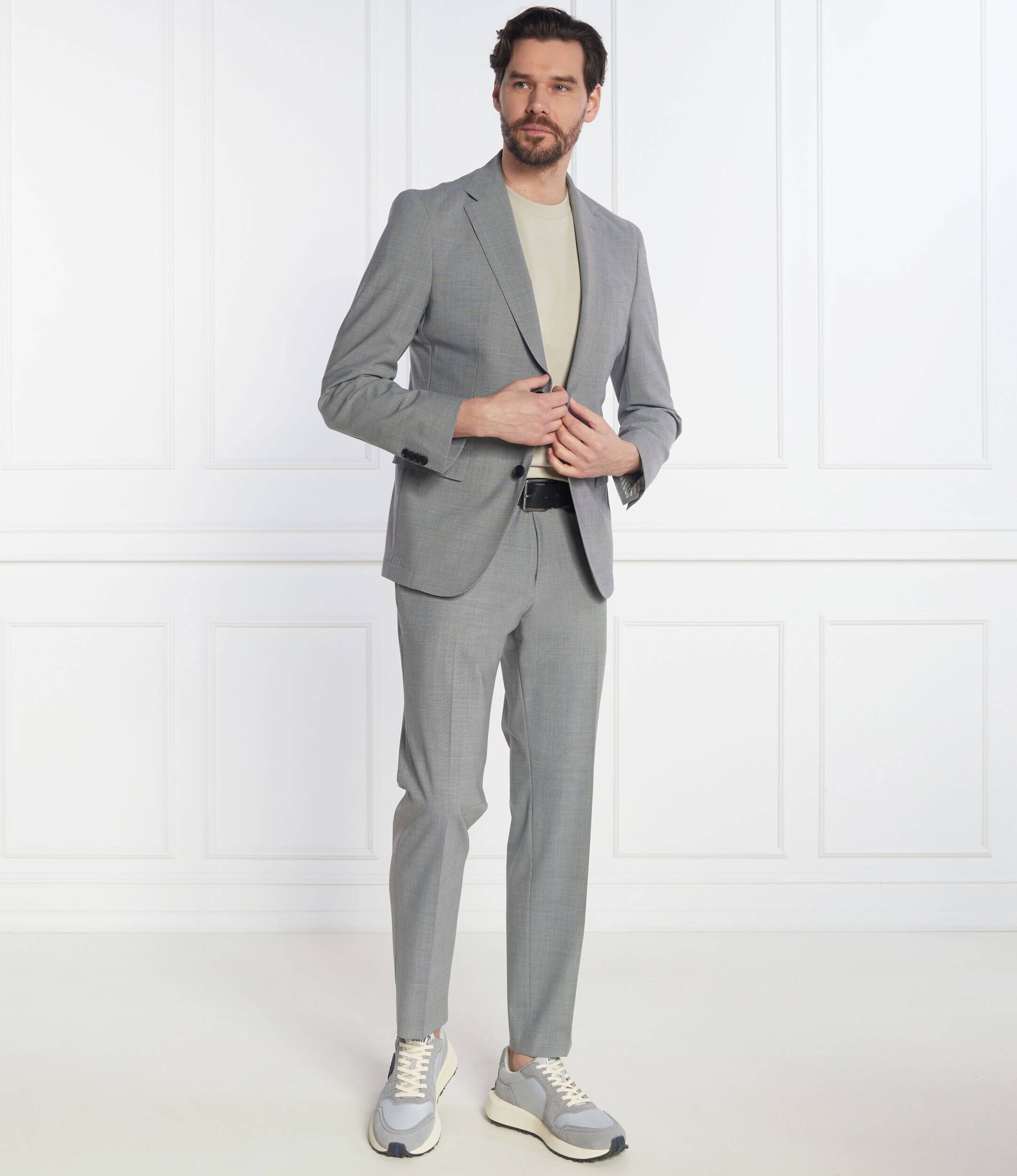 BOSS Black Costum P-Huge-2Pcs-242 | Slim Fit cu adaos de lână
