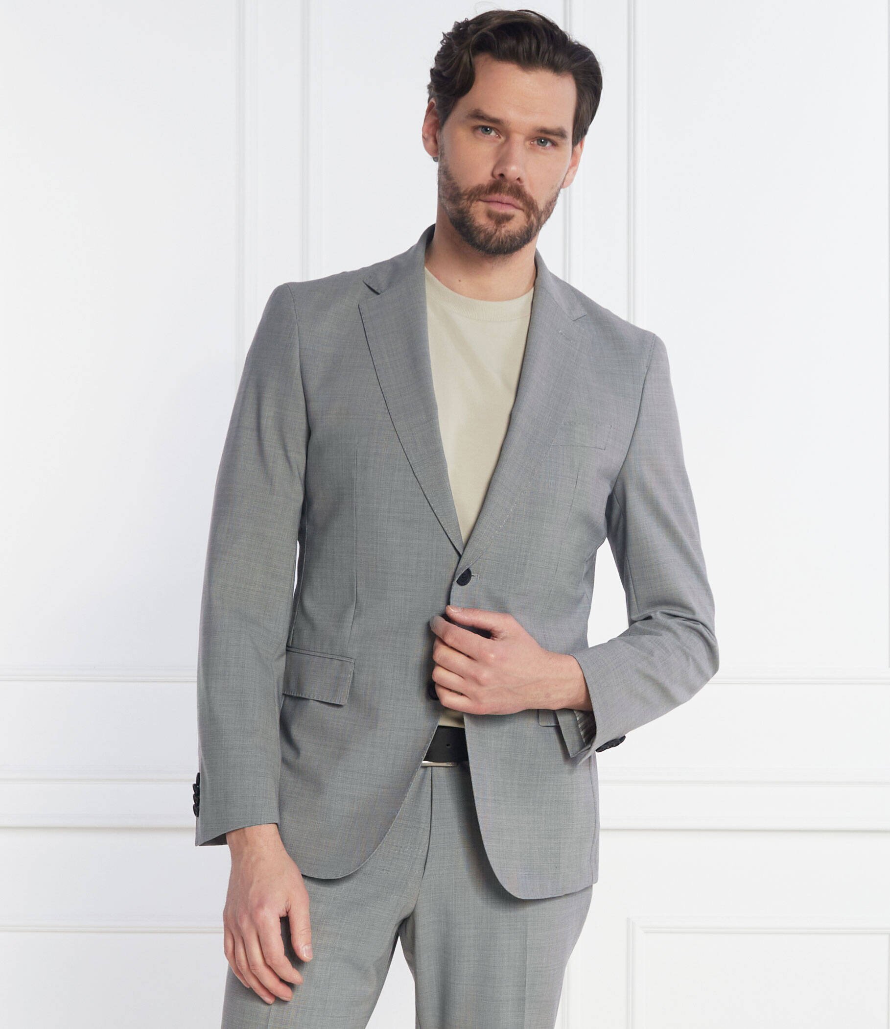 BOSS Black Costum P-Huge-2Pcs-242 | Slim Fit cu adaos de lână