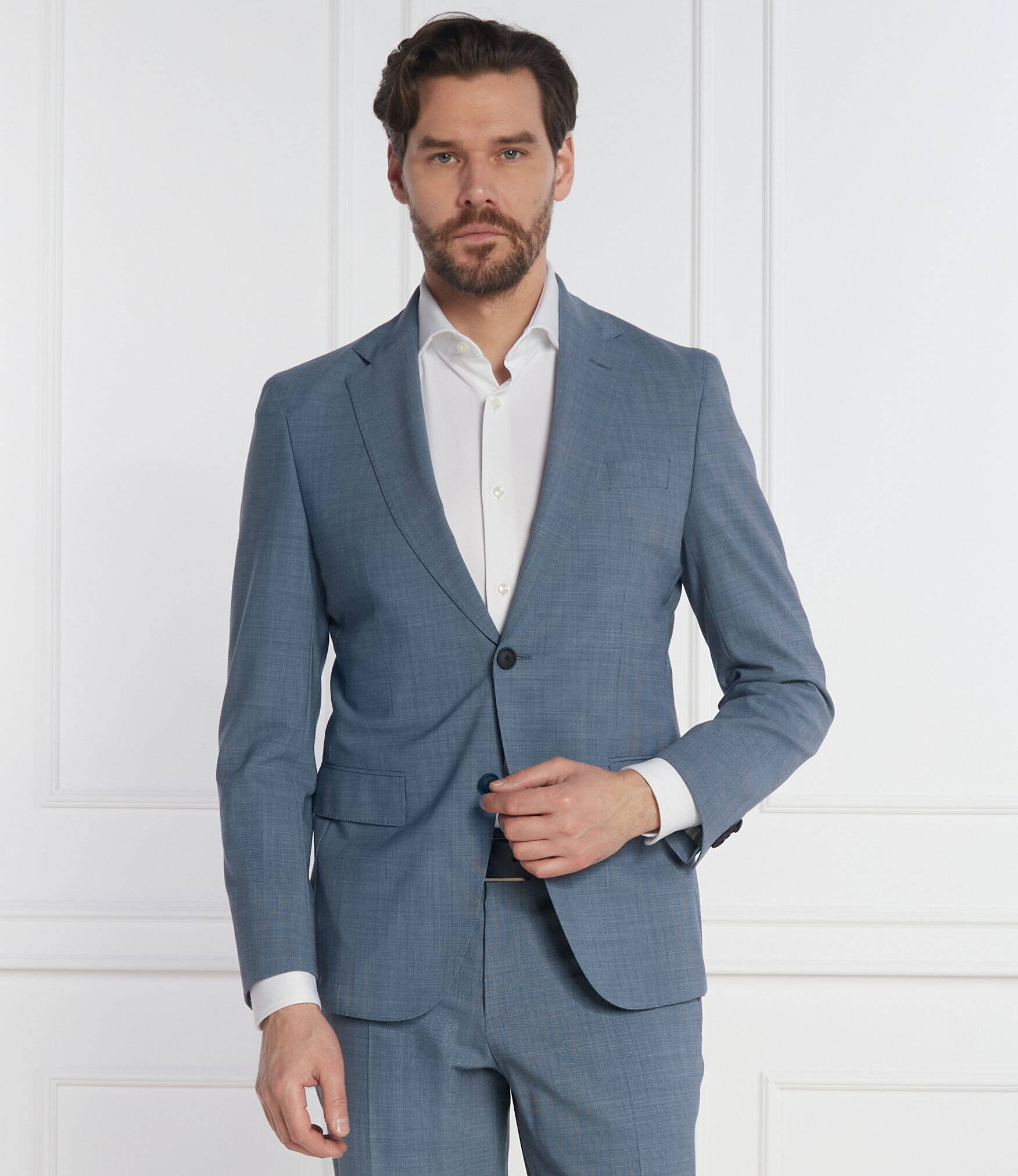 BOSS Black Costum P-Huge-2Pcs-242 | Slim Fit cu adaos de lână