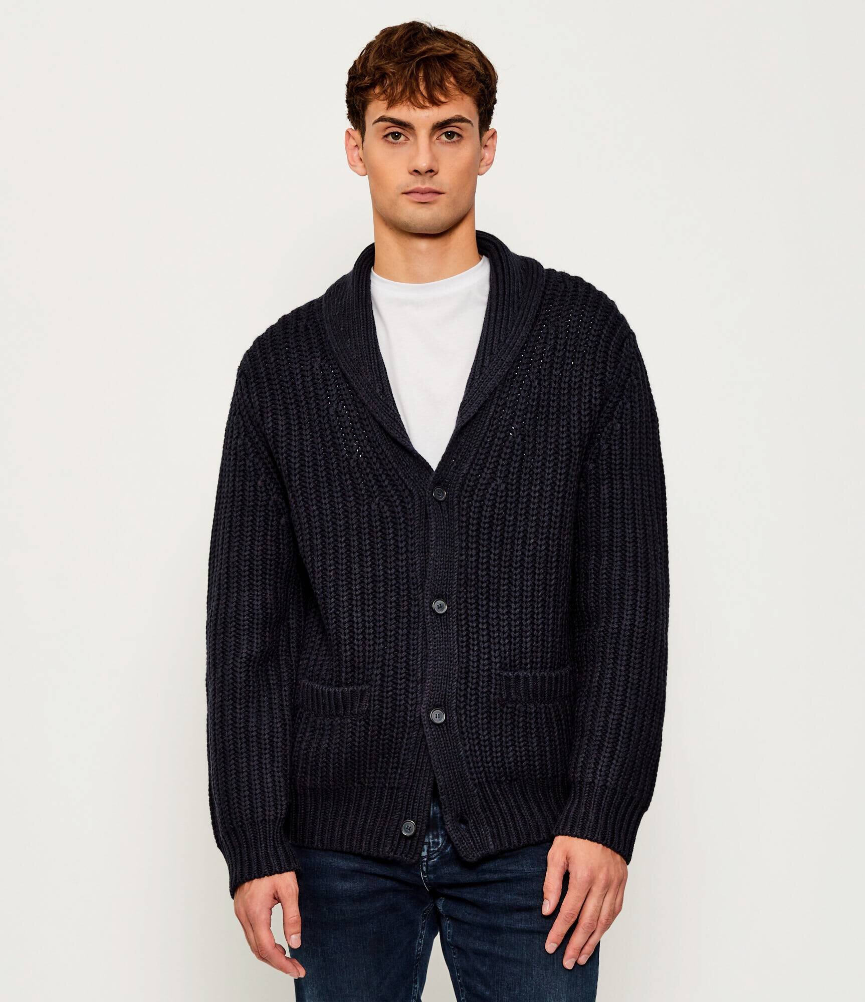 BOSS Black De lână cardigan Horace | BOSS X DAWID BECKHAM | Loose fit cu adaos de cașmir