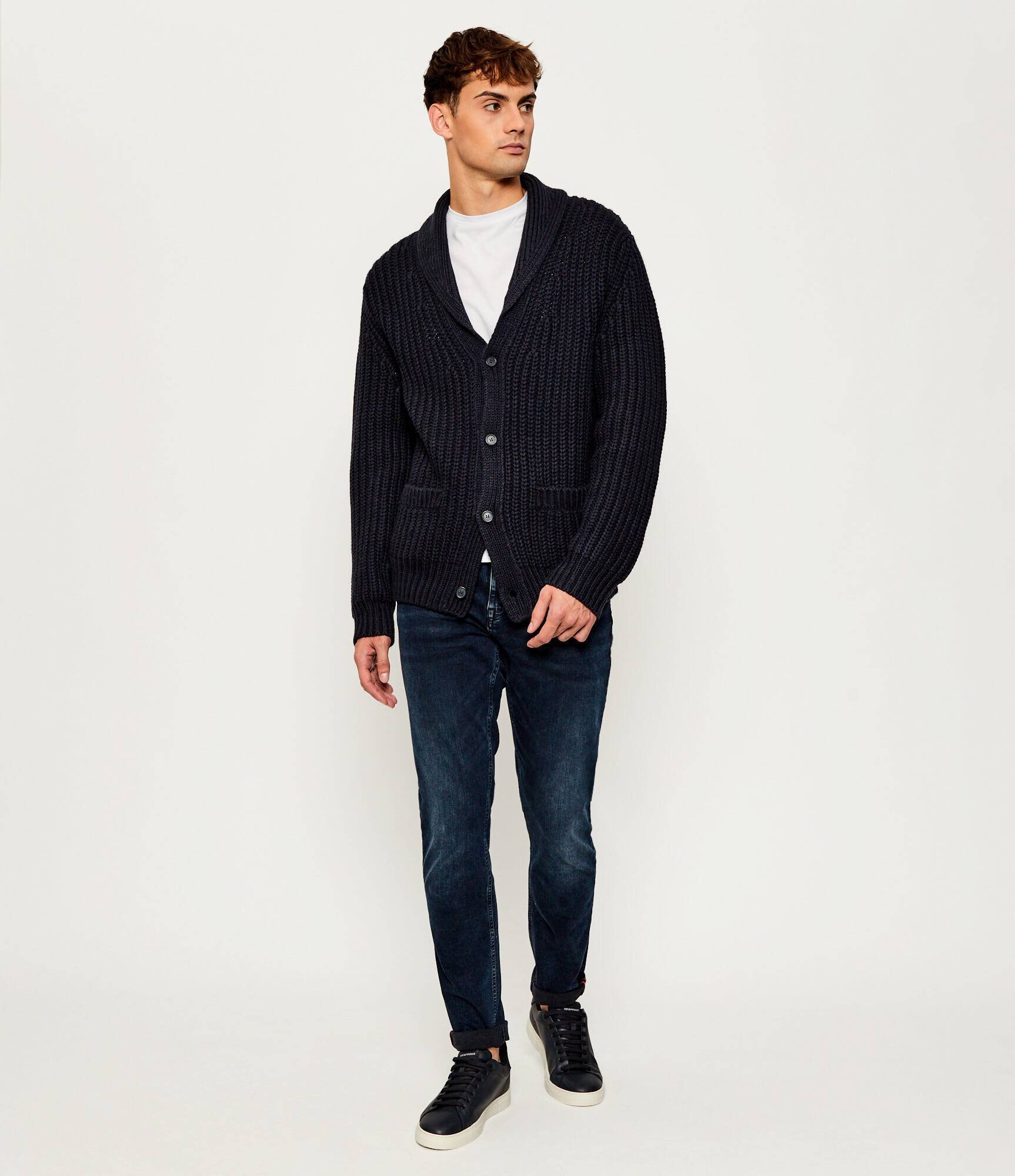 BOSS Black De lână cardigan Horace | BOSS X DAWID BECKHAM | Loose fit cu adaos de cașmir