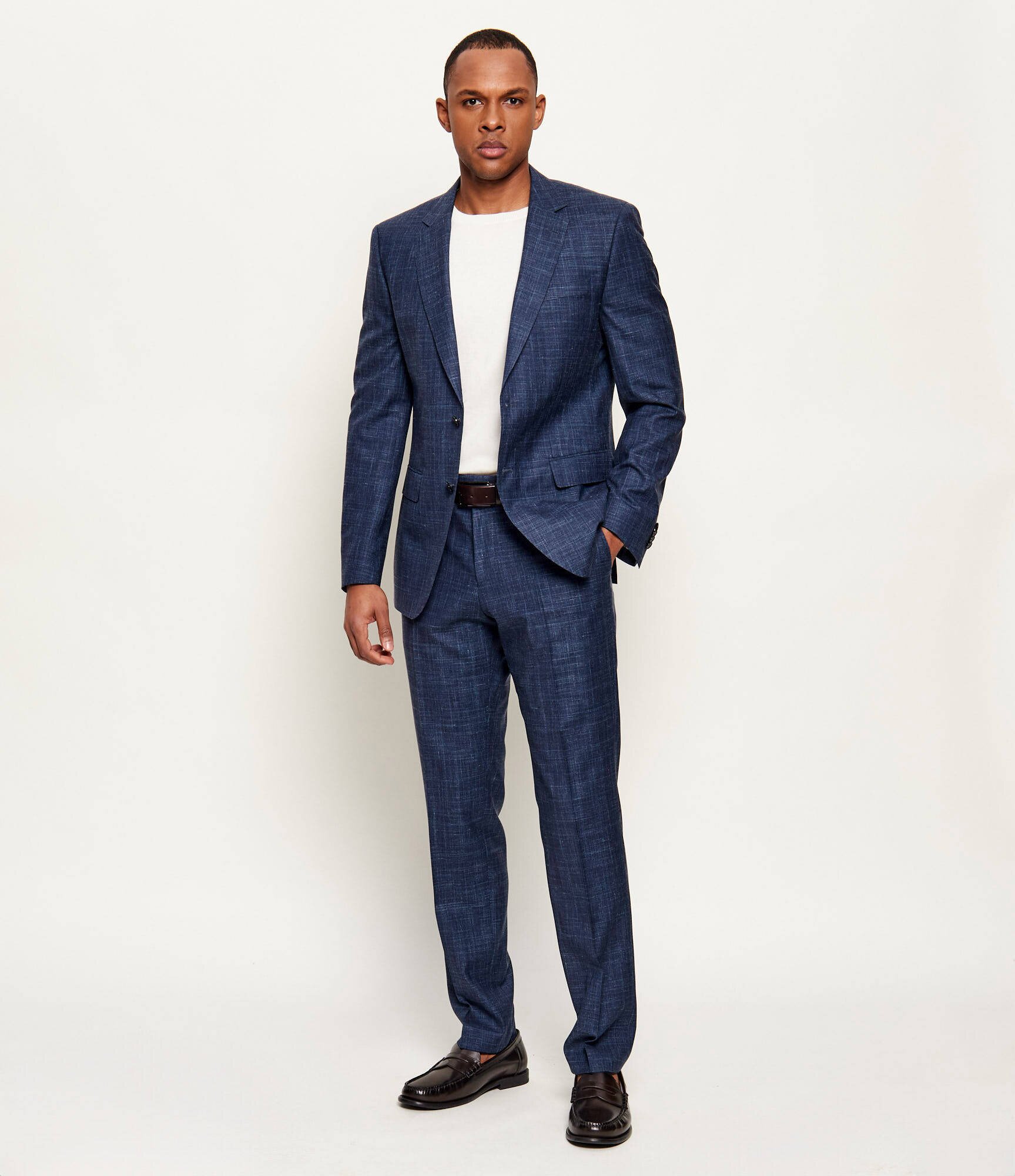 BOSS Black De lână costum H-Huge-2Pcs-B1-253 cu adaos de mătase