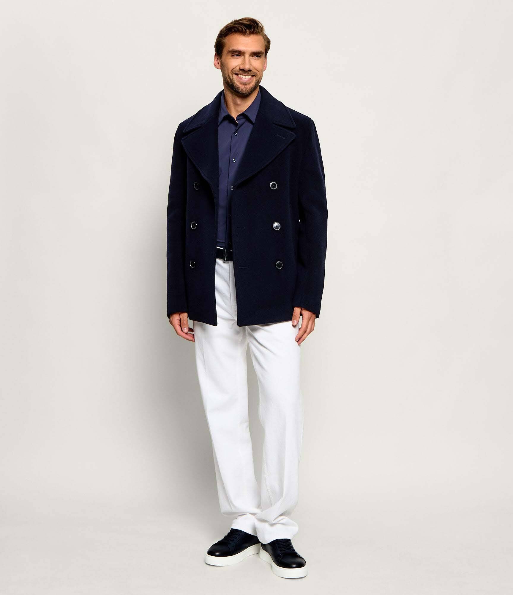 BOSS Black De lână palton H-Hyde-Peacoat-264