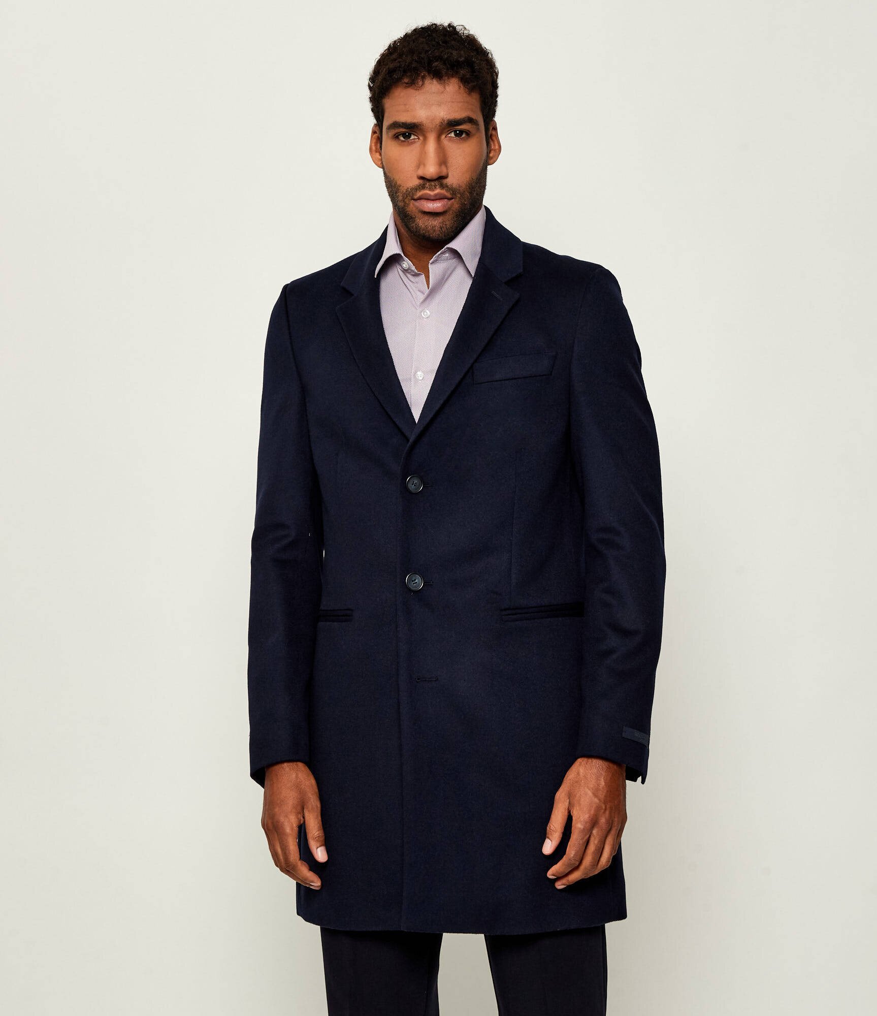 BOSS Black De lână palton SB-Coat-254_DB| Boss x Beckham cu adaos de cașmir