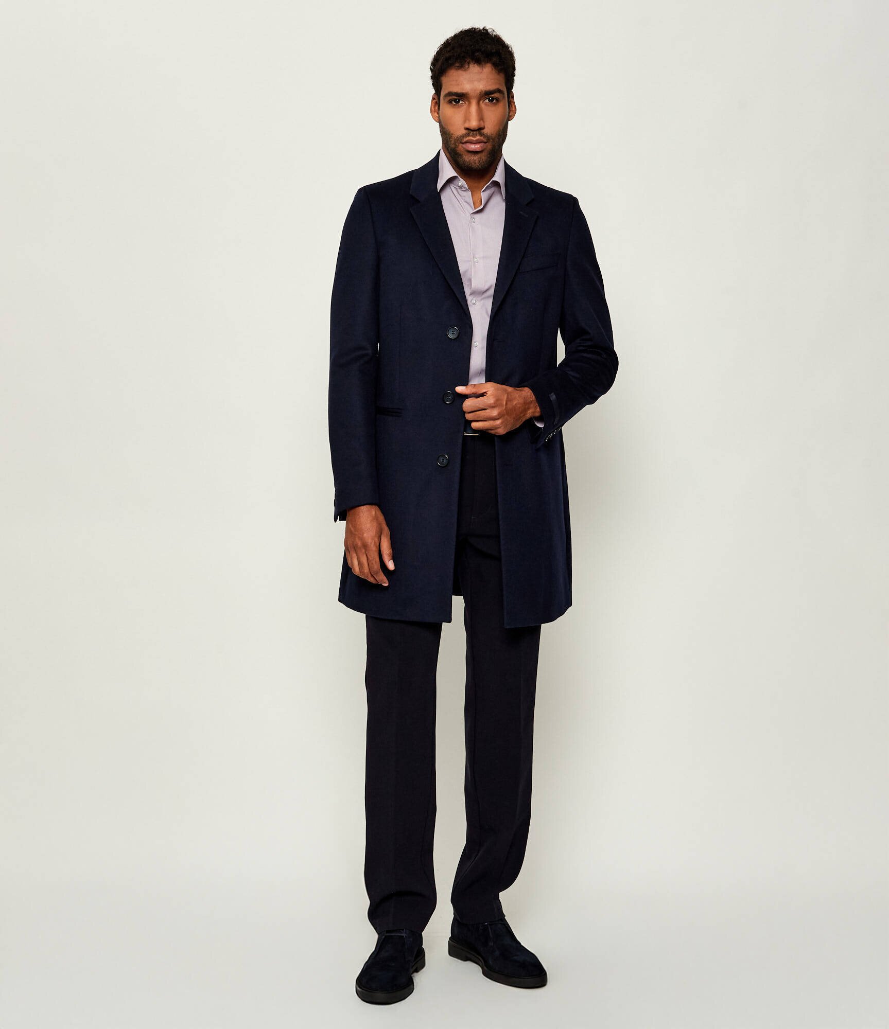BOSS Black De lână palton SB-Coat-254_DB| Boss x Beckham cu adaos de cașmir