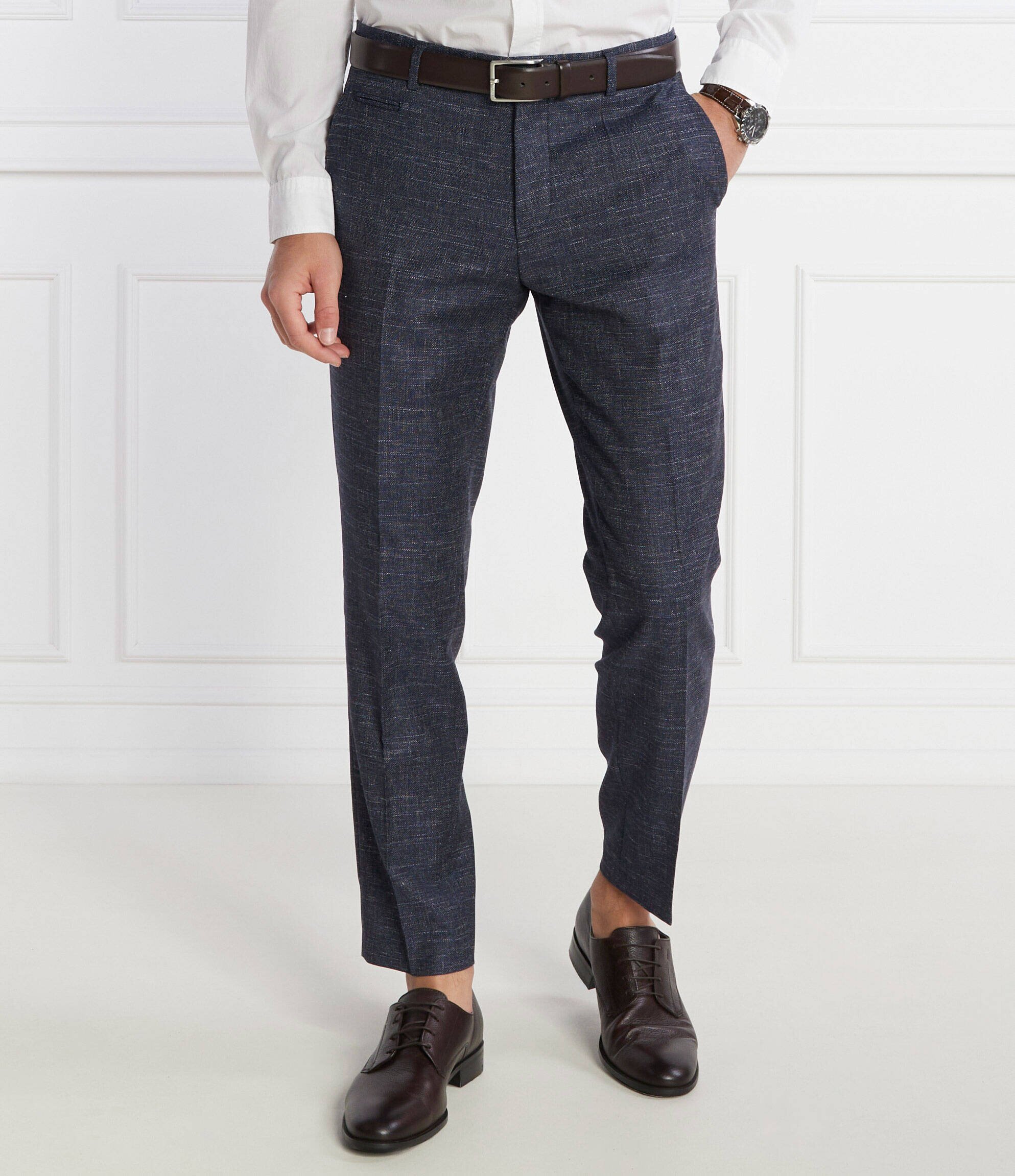 BOSS Black De lână pantaloni H-Genius-241 | Regular Fit | cu adaos de in